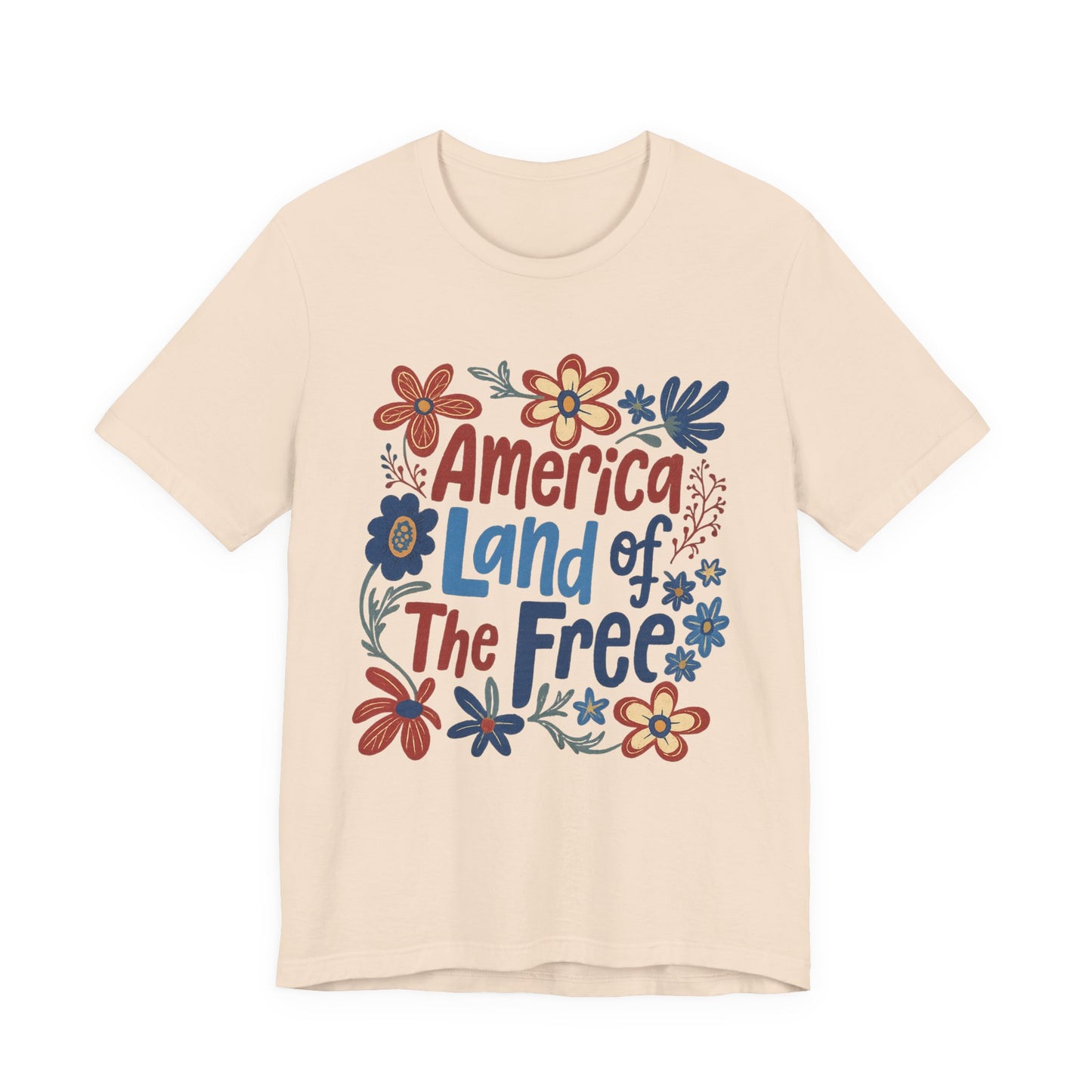 America Land of the Free Tee — Patriotic Floral 4th of July T-Shirt