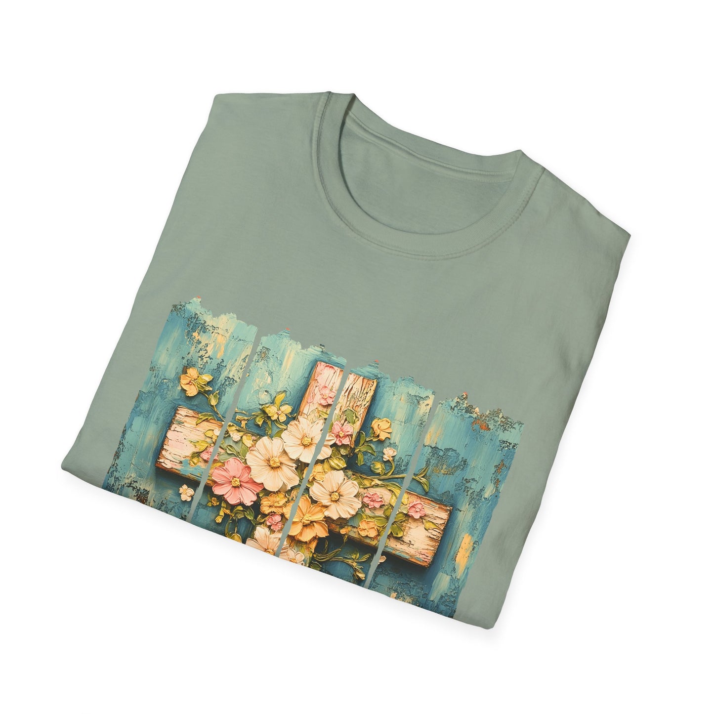 Floral Cross Christian T-Shirt — Faith, Hope & New Life Easter Tee