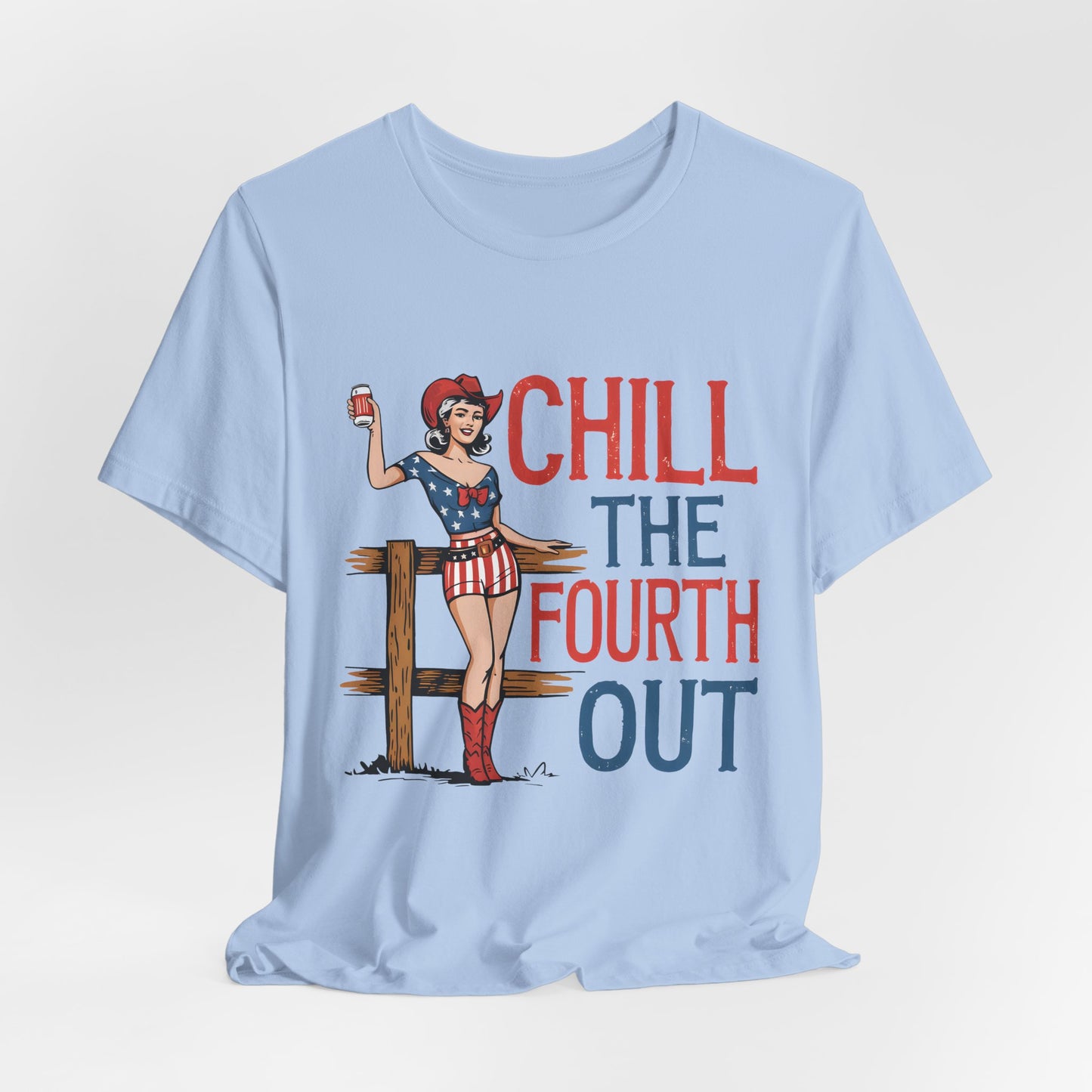 Fourth of July Tee - "Chill the Fourth Out" Vintage Pinup Patriotic Shirt