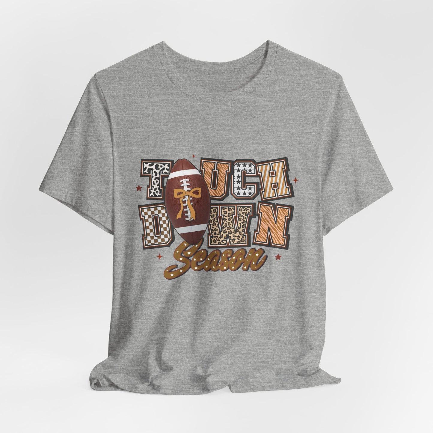 Touchdown Season Football T-Shirt — Retro Brown Leopard Print Design