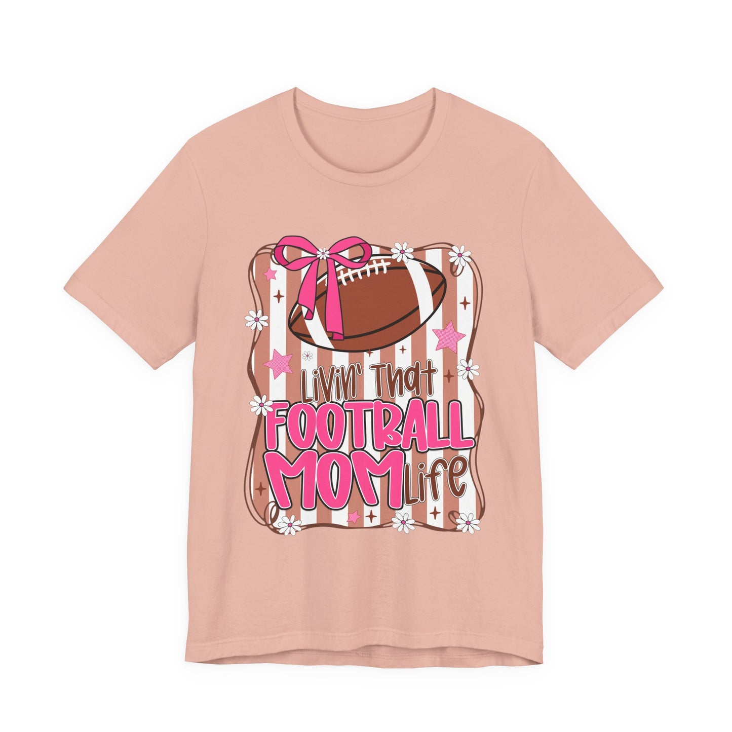 Football Mom Life T-Shirt — Pink Bow Football Mom Tee