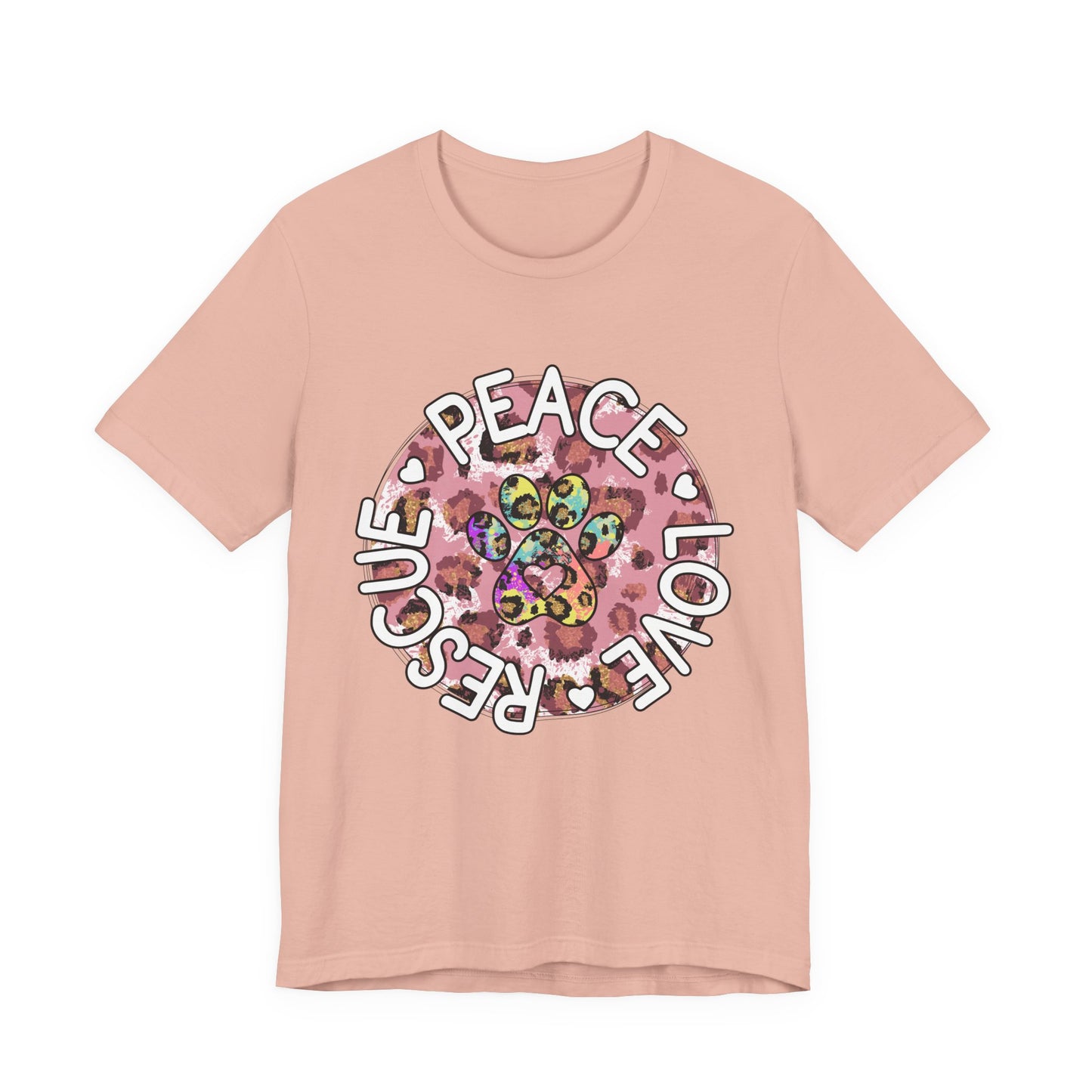 Peace Love Rescue Graphic Tee — Pet Rescue Paw Print Shirt