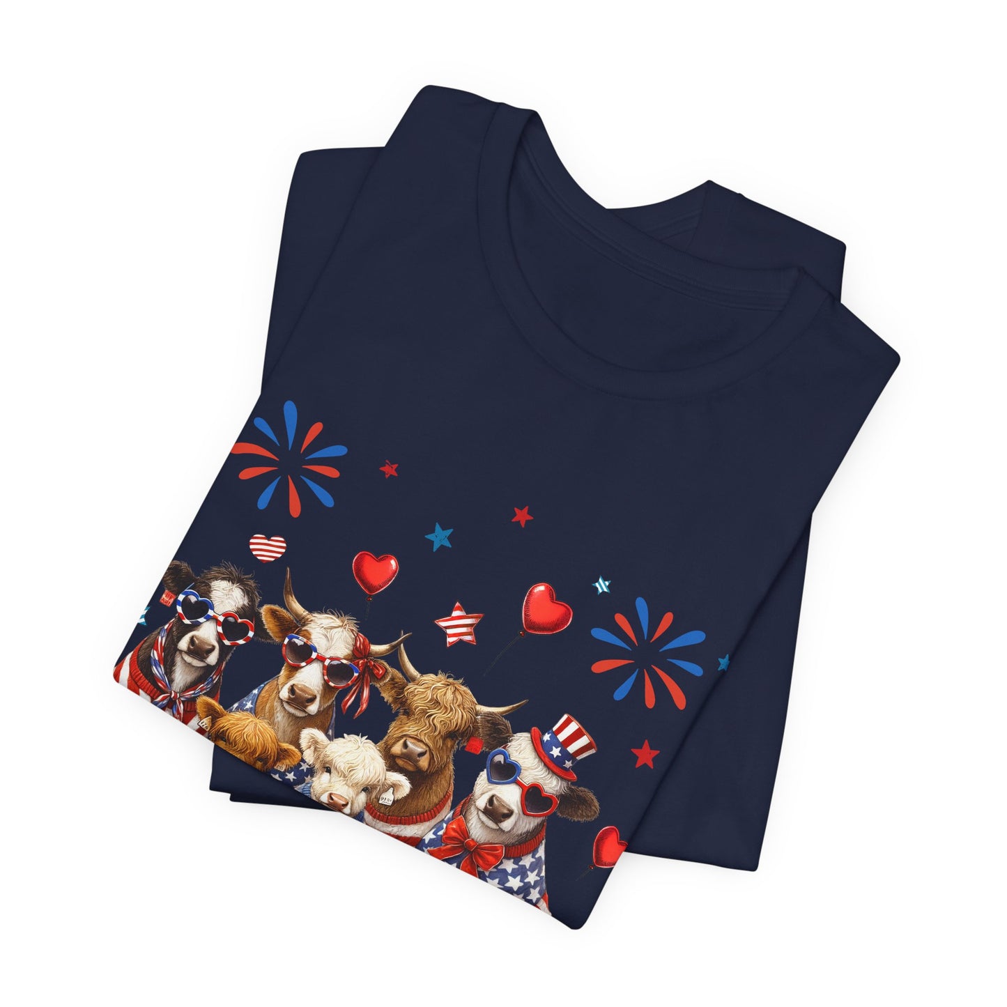Patriotic CowsT-Shirt — Cute Cows in USA Outfit 4th of July Tee