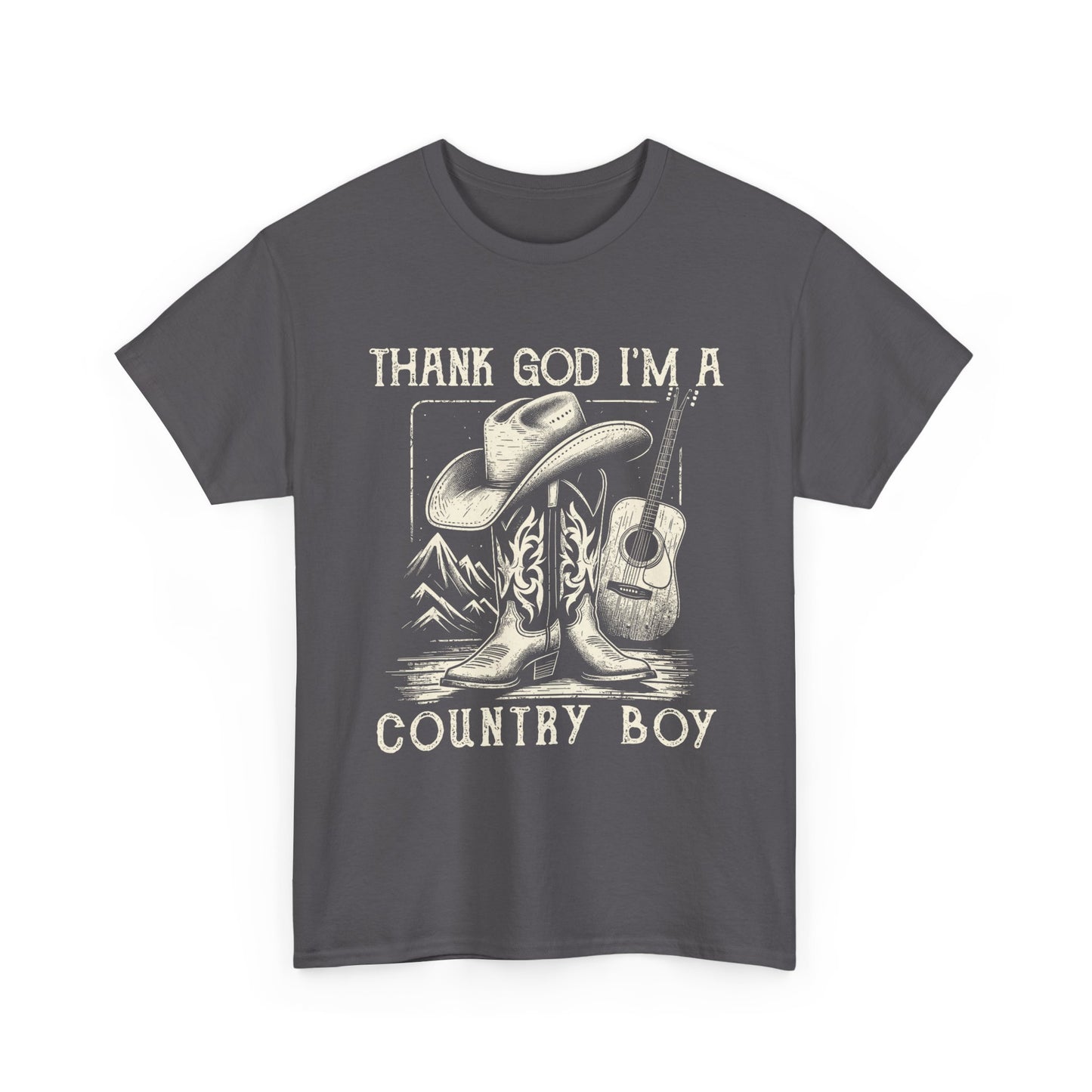Country Boy T-Shirt — "Thank God I'm a Country Boy" Cowboy Boots & Guitar Tee
