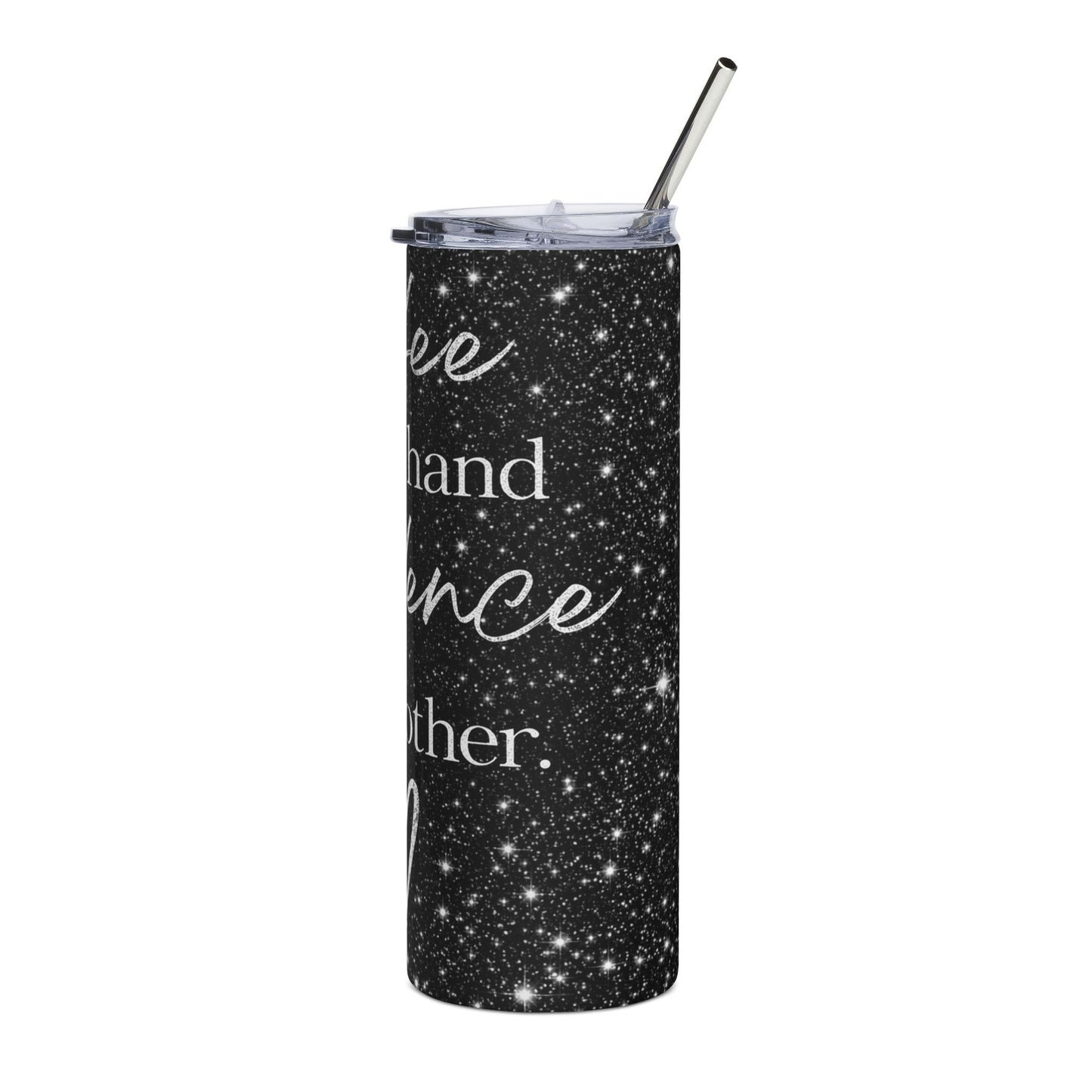 20oz Stainless Tumbler — 'Coffee in One Hand, Confidence in the Other' Black Galaxy Travel Cup