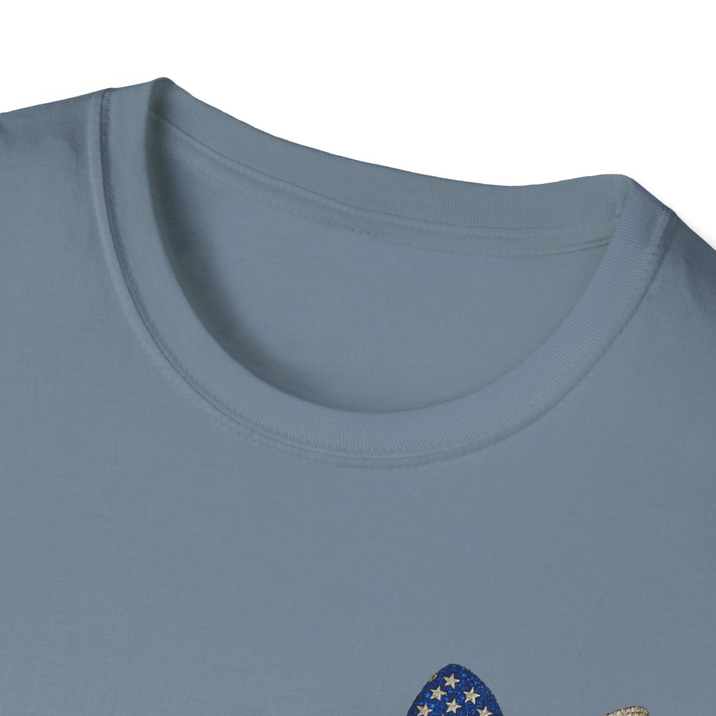 Patriotic Tee - "Land of the Free Because of the Brave" American Flag Bow