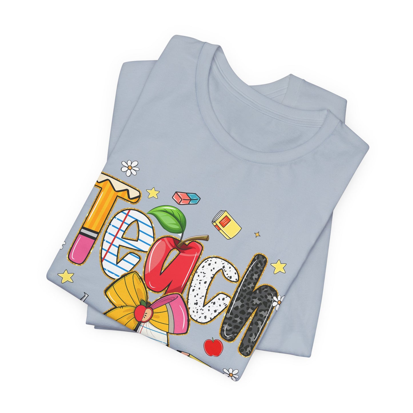 Teacher Floral Pencil Tee - "Teach" Cute School T-Shirt for Educators