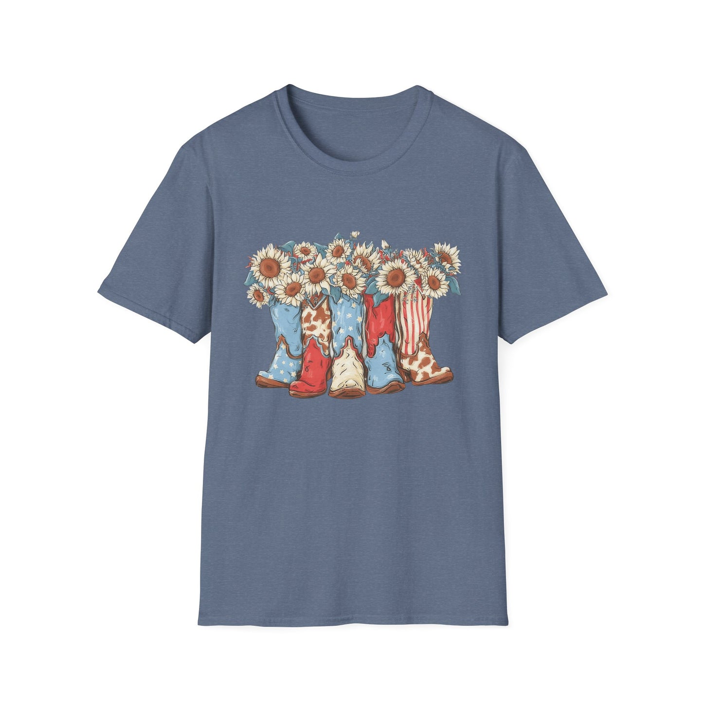 Patriotic Sunflower Cowboy Boots T-Shirt