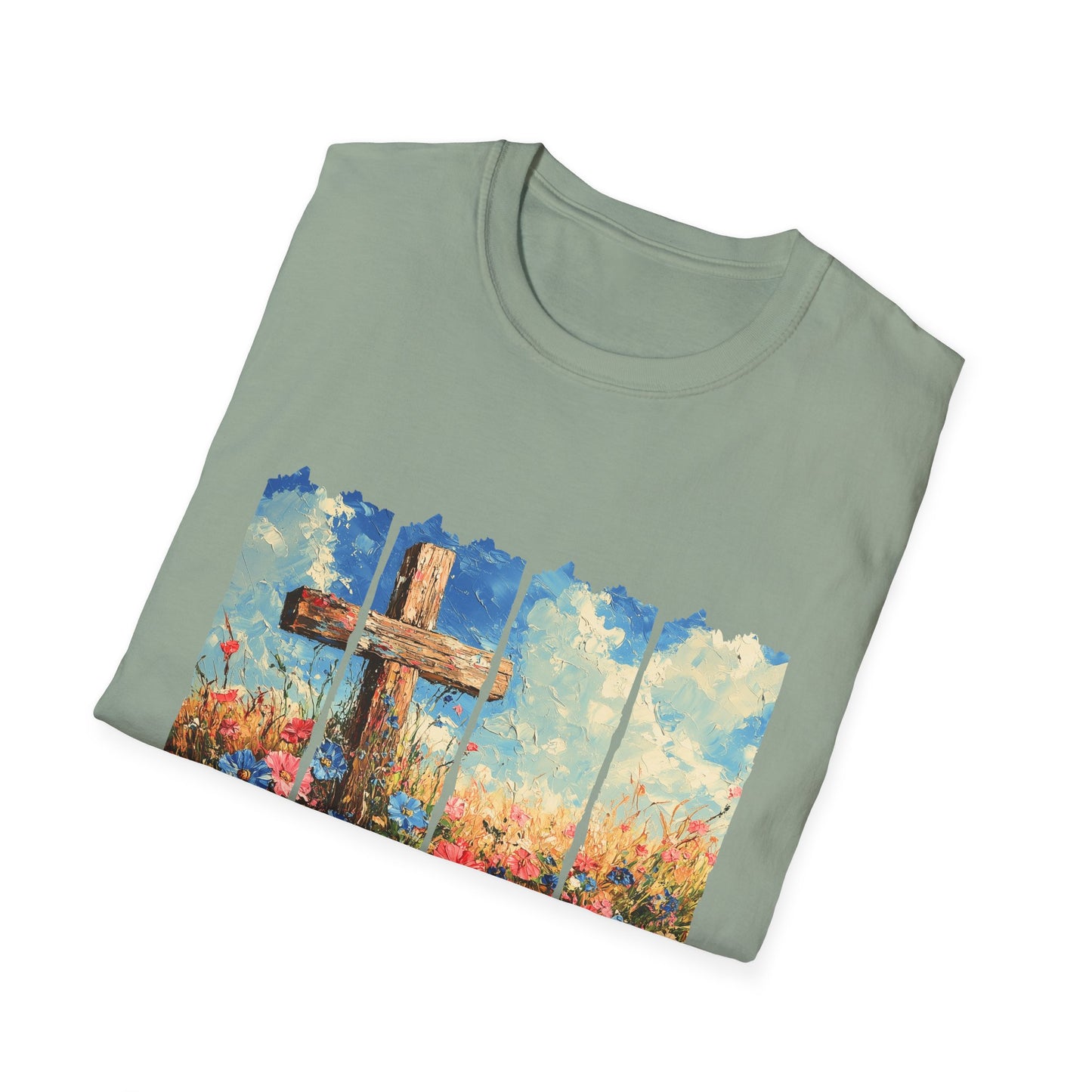 Cross and Flowers T-Shirt – Christian Faith Floral Graphic Tee (Acts 2:37)