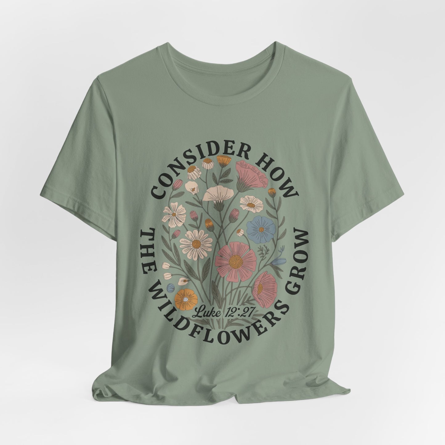 Floral 'Consider How the Wildflowers Grow' T-Shirt