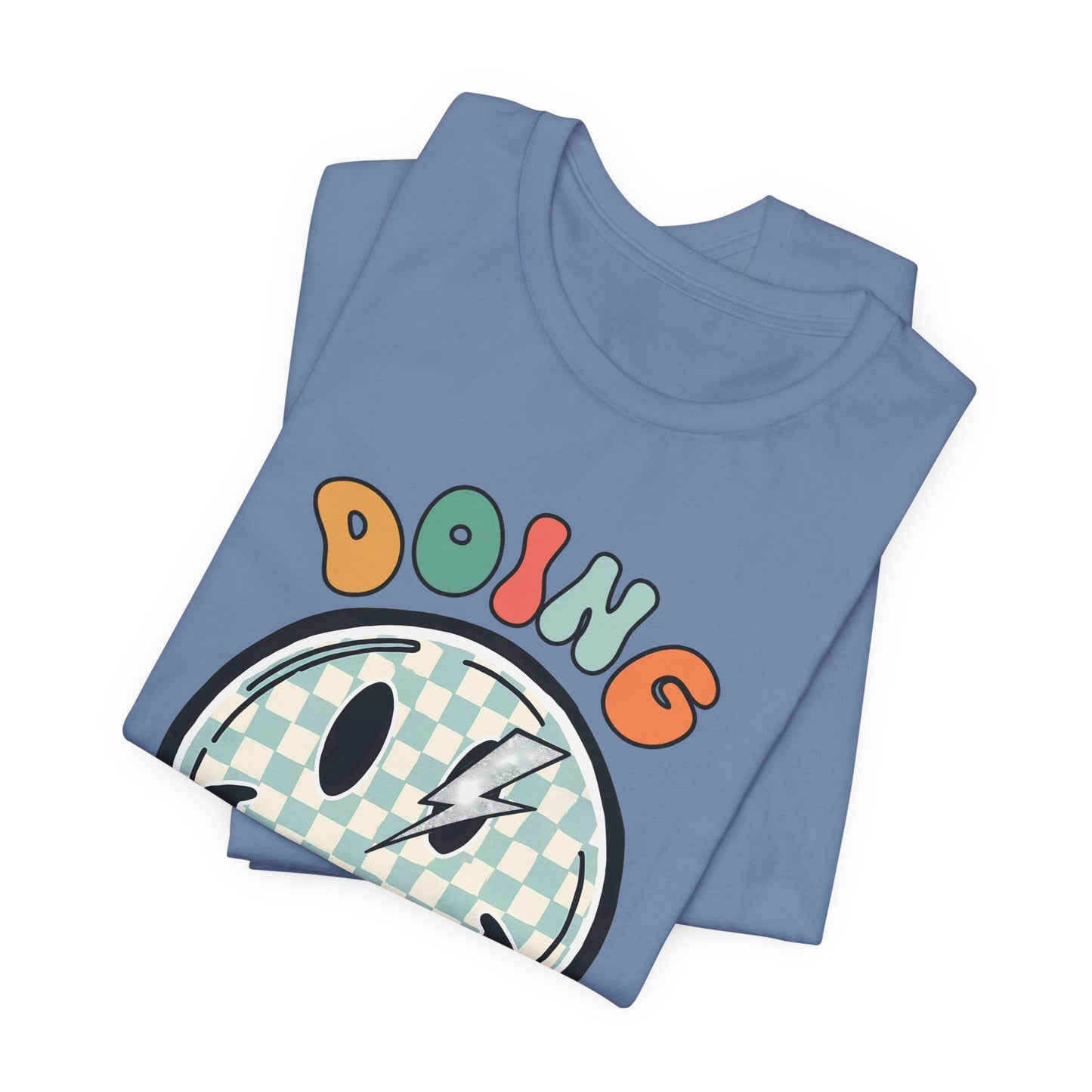 Doing My Best Smiley Tee — Retro Checkerboard Positive Message T‑Shirt