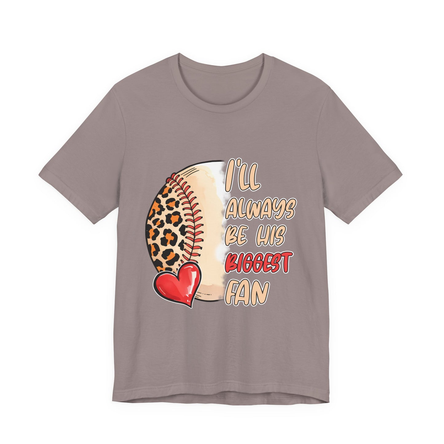 I'll Always Be His Biggest Fan Baseball Tee — Leopard Softball Mom Shirt