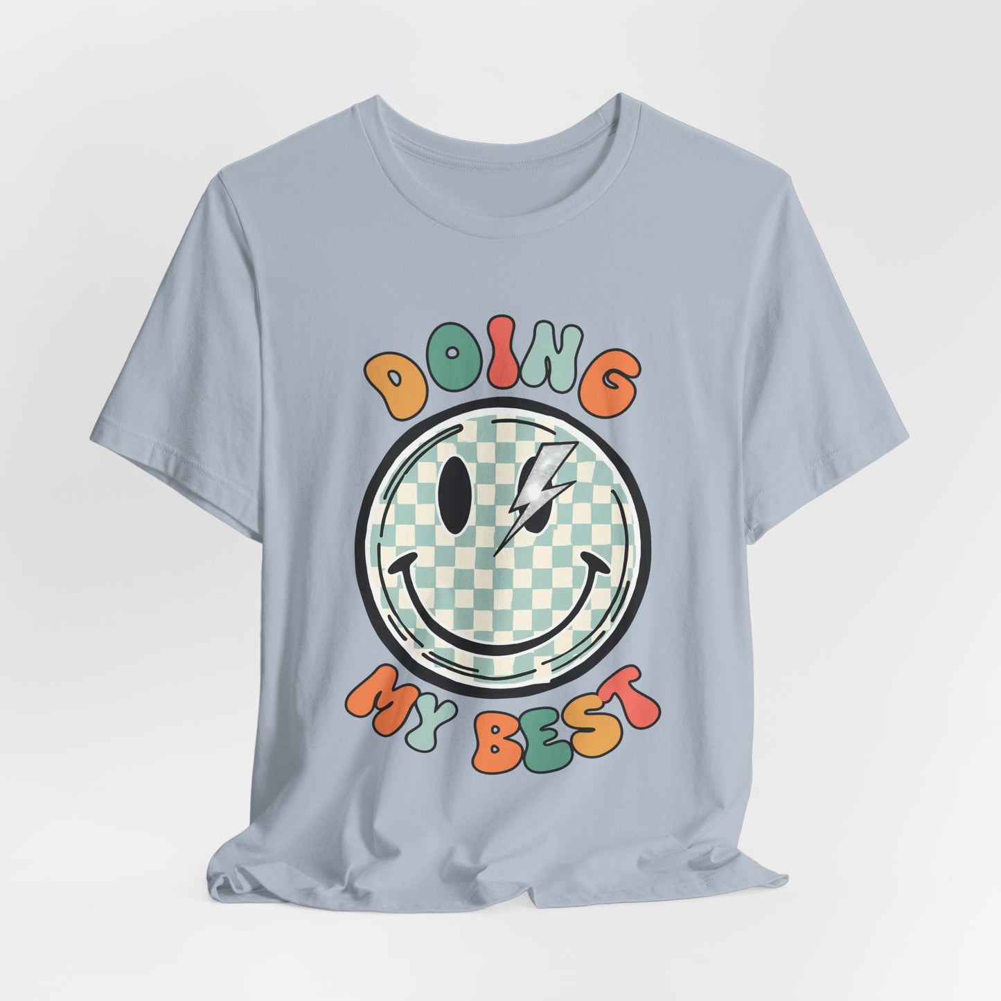 Doing My Best Smiley Tee — Retro Checkerboard Positive Message T‑Shirt