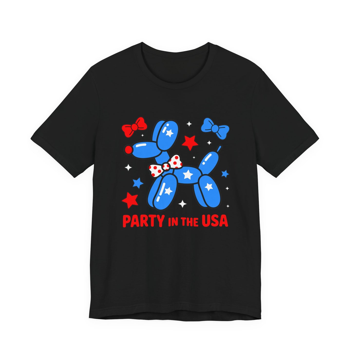 Party in the USA Balloon Dog Tee – Patriotic 4th of July Graphic T-Shirt