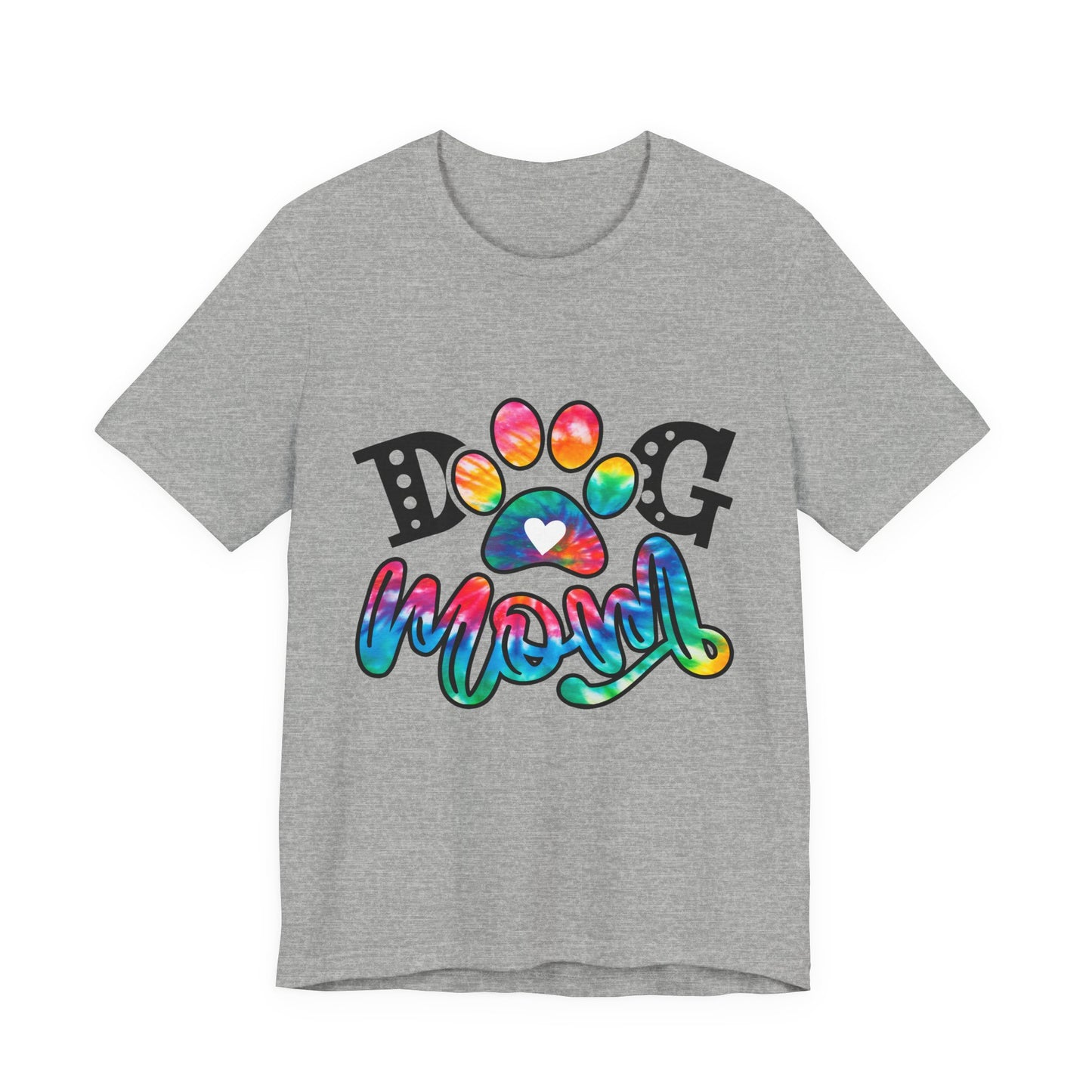 Dog Mom T-Shirt - Colorful Rainbow Paw Design