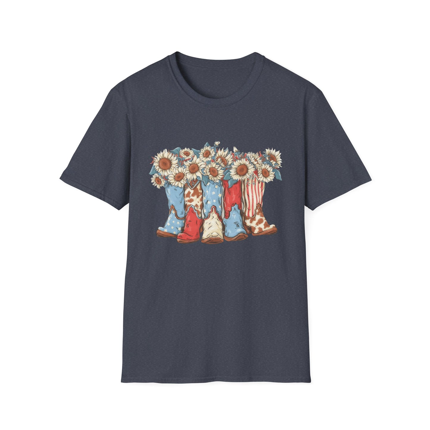 Patriotic Sunflower Cowboy Boots T-Shirt