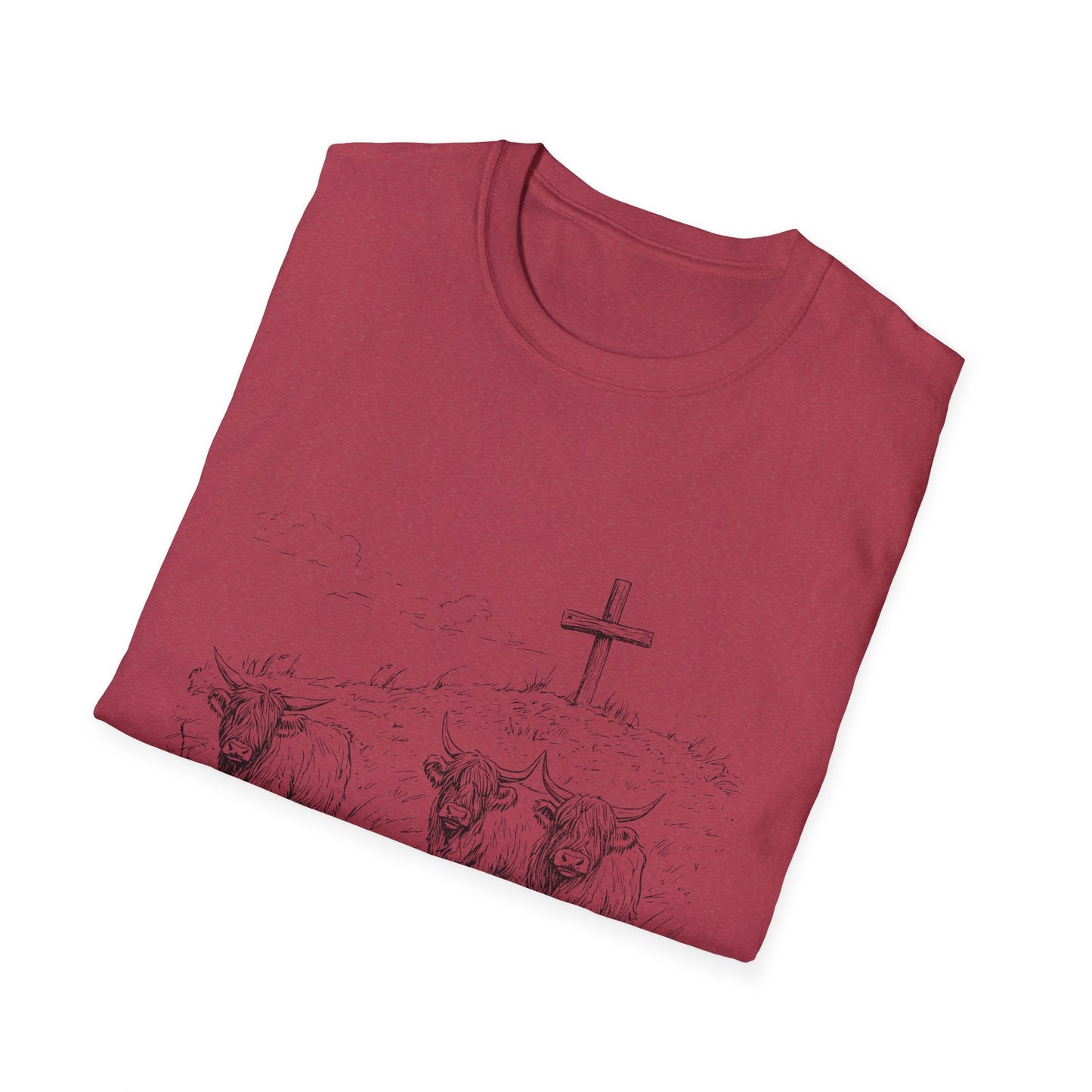 Christian Cross & Oxen T-Shirt — “Follow the Sword, Not the Herd” Faith Graphic Tee
