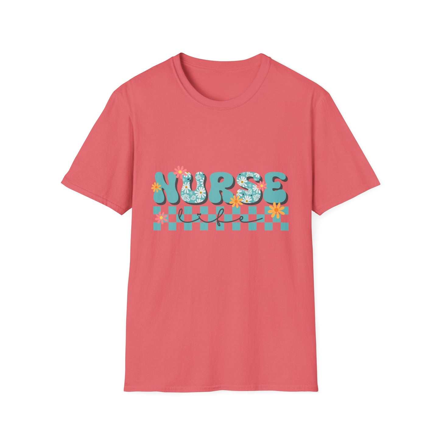 Nurse Floral Checkerboard T-Shirt