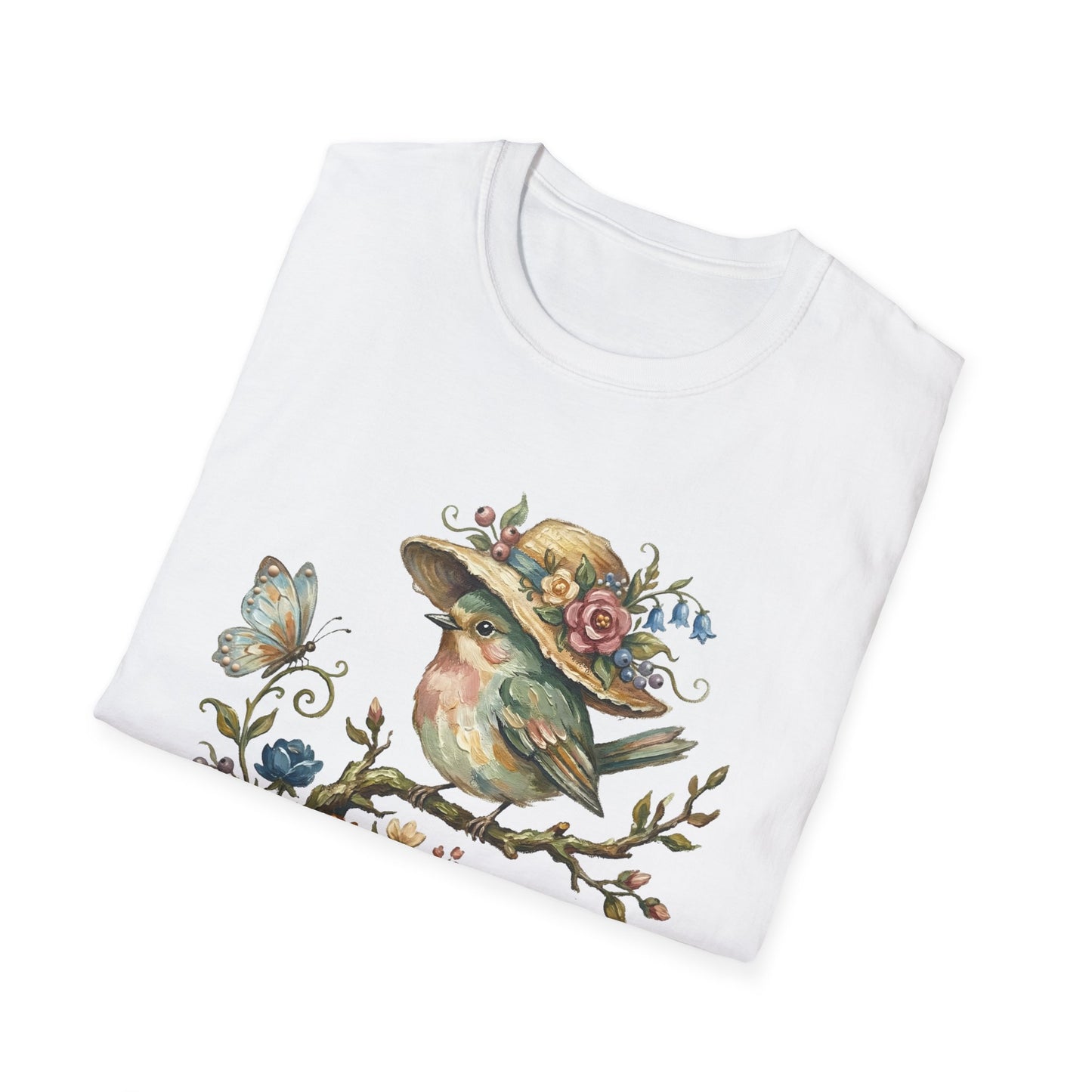 Garden Bird Tee — "There is a quiet peace to be found in the heart of the garden" Floral Bird T-Shirt