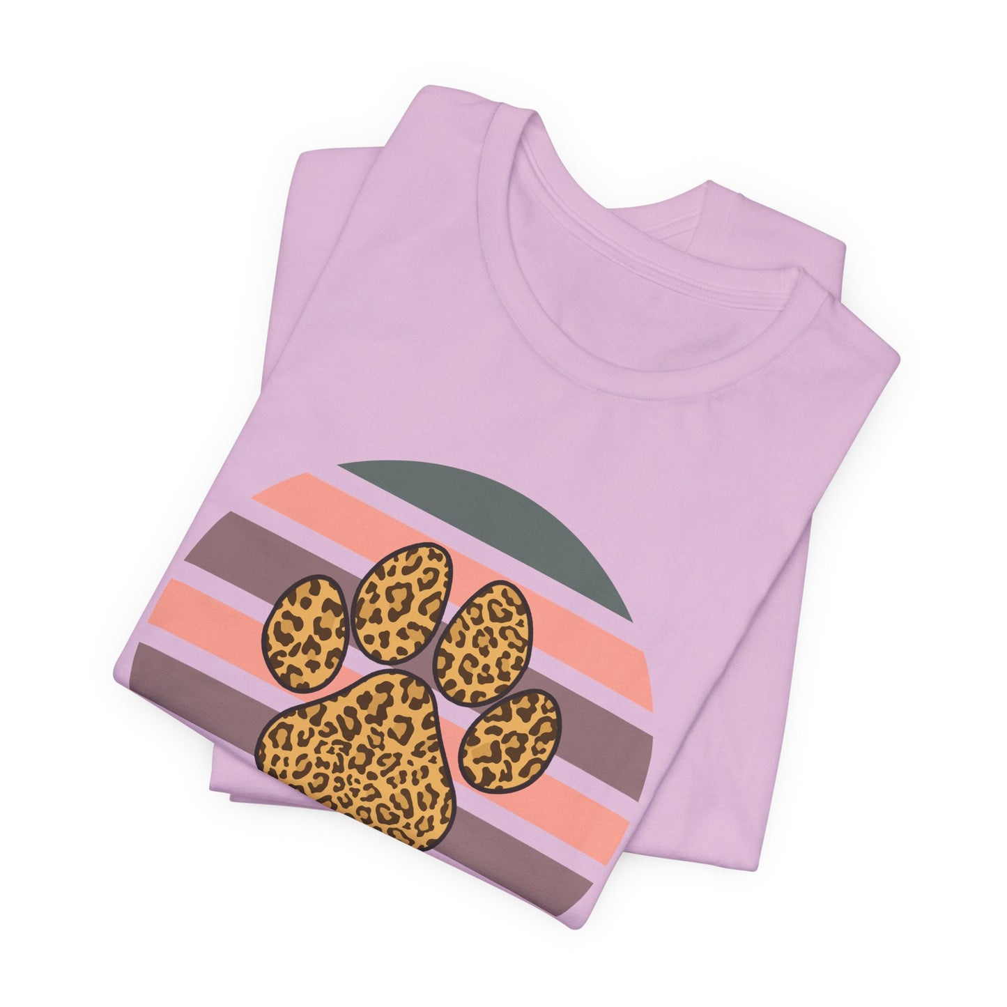 Dog Mom Leopard Paw Tee — Retro Striped Pet Lover T‑Shirt
