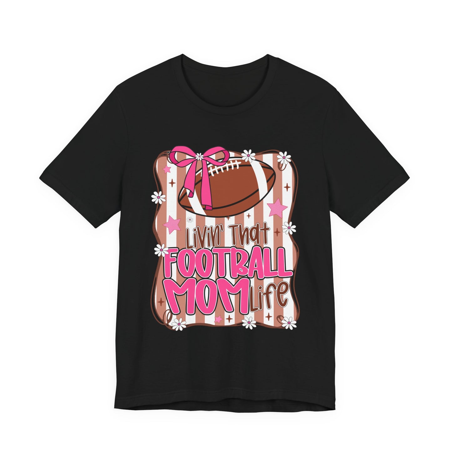 Football Mom Life T-Shirt — Pink Bow Football Mom Tee