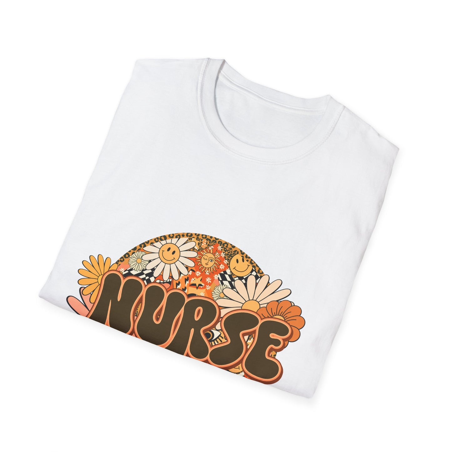 Retro Floral 'Nurse' T-Shirt — 70s Vintage Daisy Design for Nurses