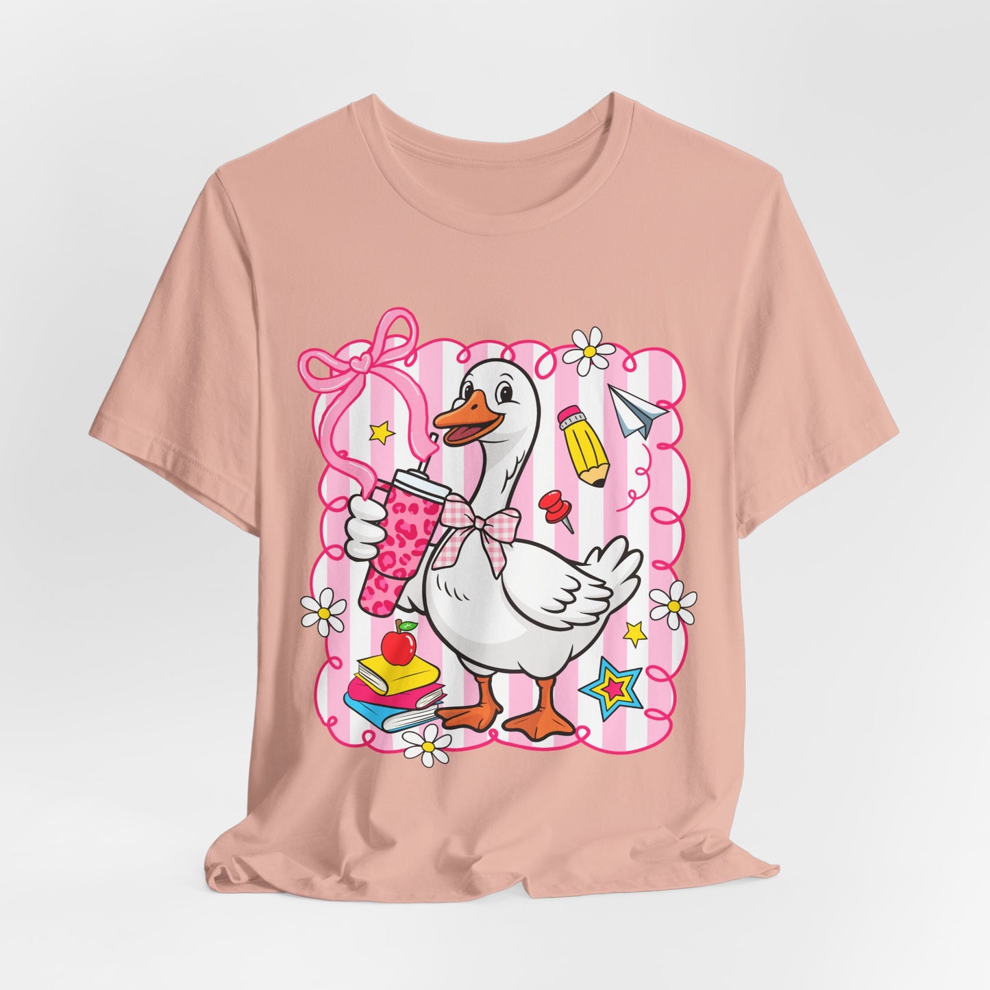 Cute Goose Graphic Tee — School Supplies Back-to-School T-Shirt