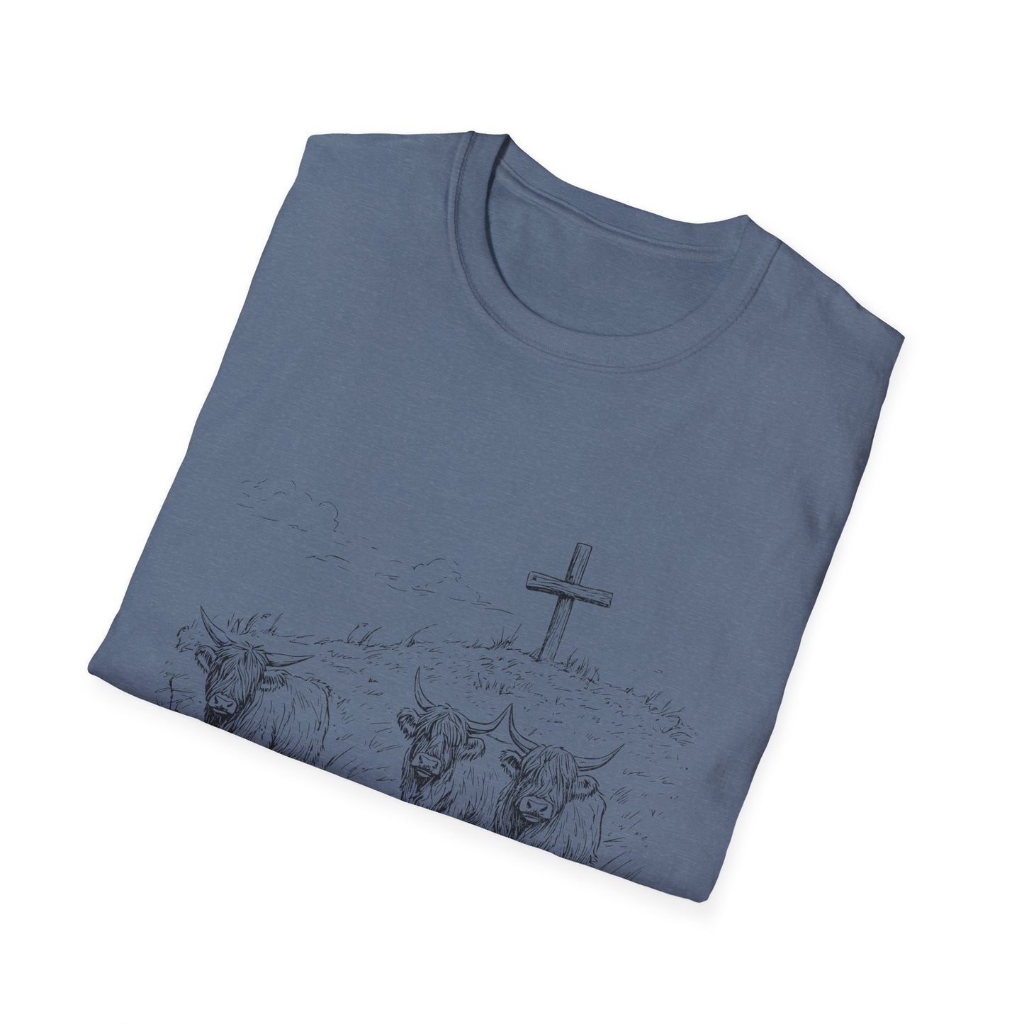 Christian Cross & Oxen T-Shirt — “Follow the Sword, Not the Herd” Faith Graphic Tee
