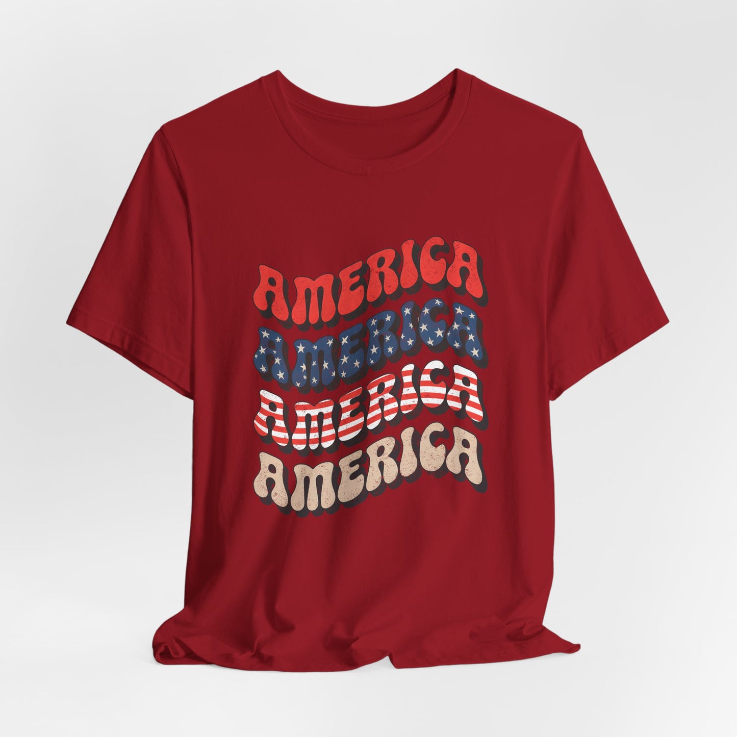 Patriotic "America" Retro Wave T-Shirt