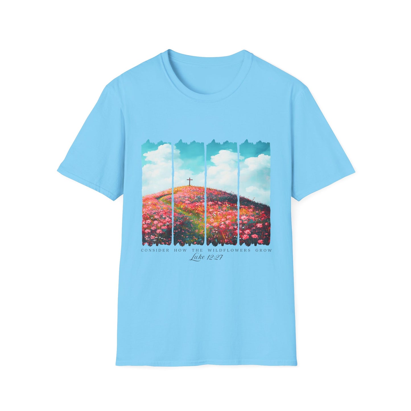Christian Cross Meadow T-Shirt — Hope on the Hill Floral Graphic Tee