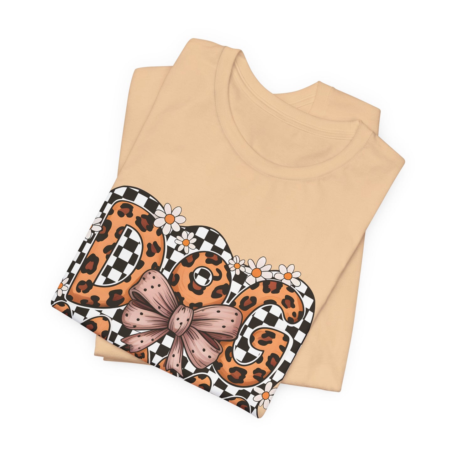 Dog Mama Leopard Print Tee — Floral Bow Pet Lover T‑Shirt
