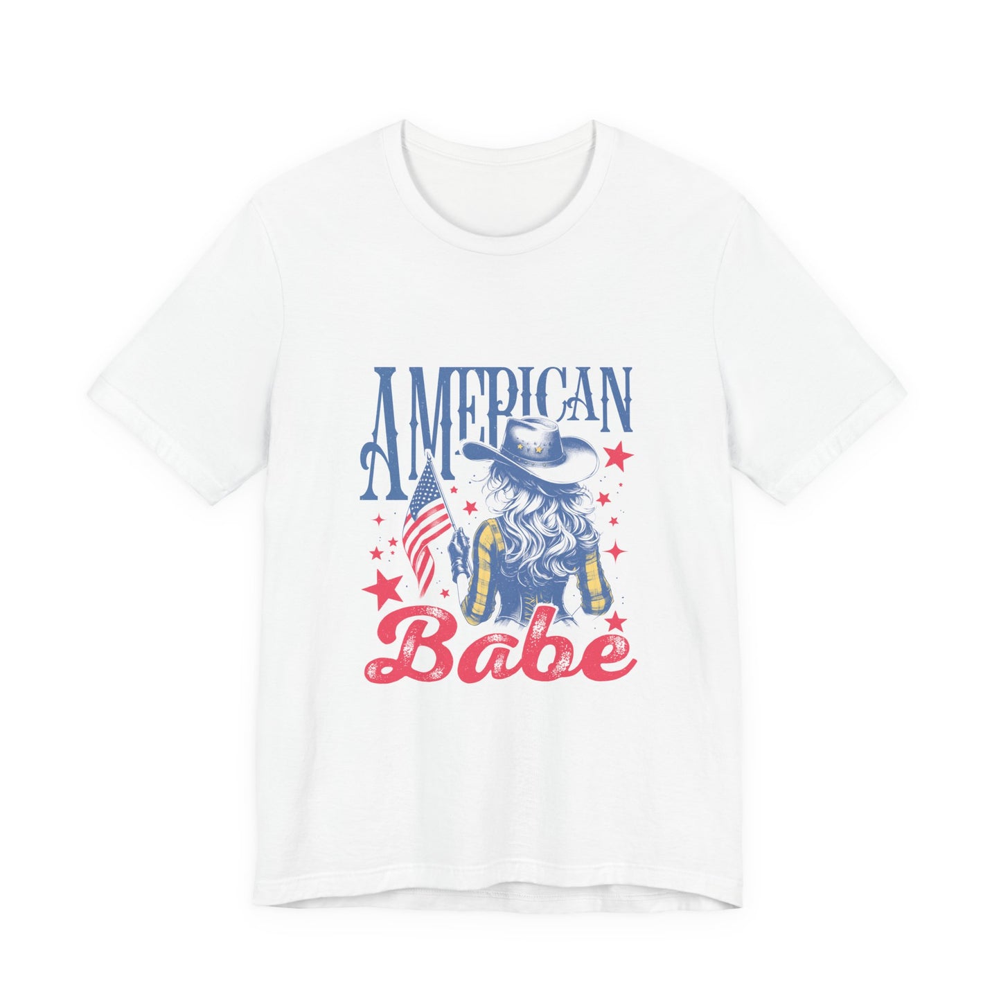 American Babe T-Shirt – Patriotic Cowgirl Stars & Stripes Tee (4th of July)