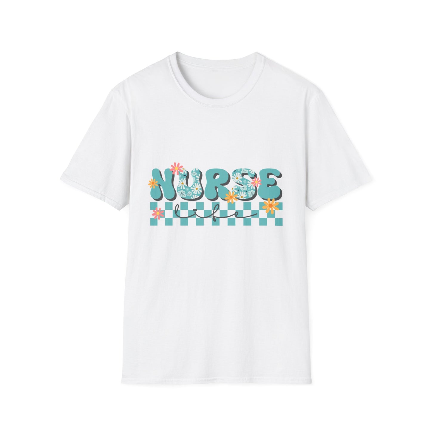 Nurse Floral Checkerboard T-Shirt