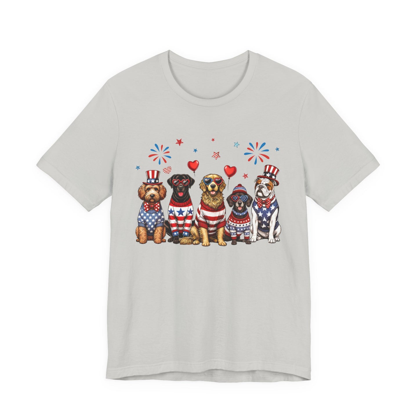 Patriotic Dogs T‑Shirt — 4th of July American Flag Pups Tee