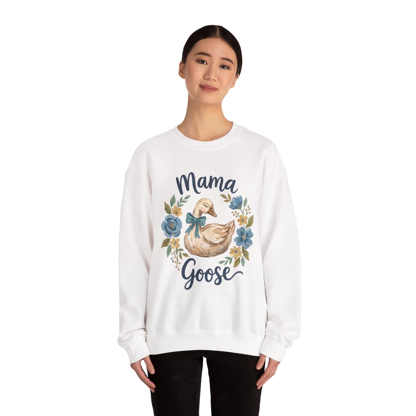Mama Goose Crewneck Sweatshirt – Floral Duckling Mom Cozy Pullover