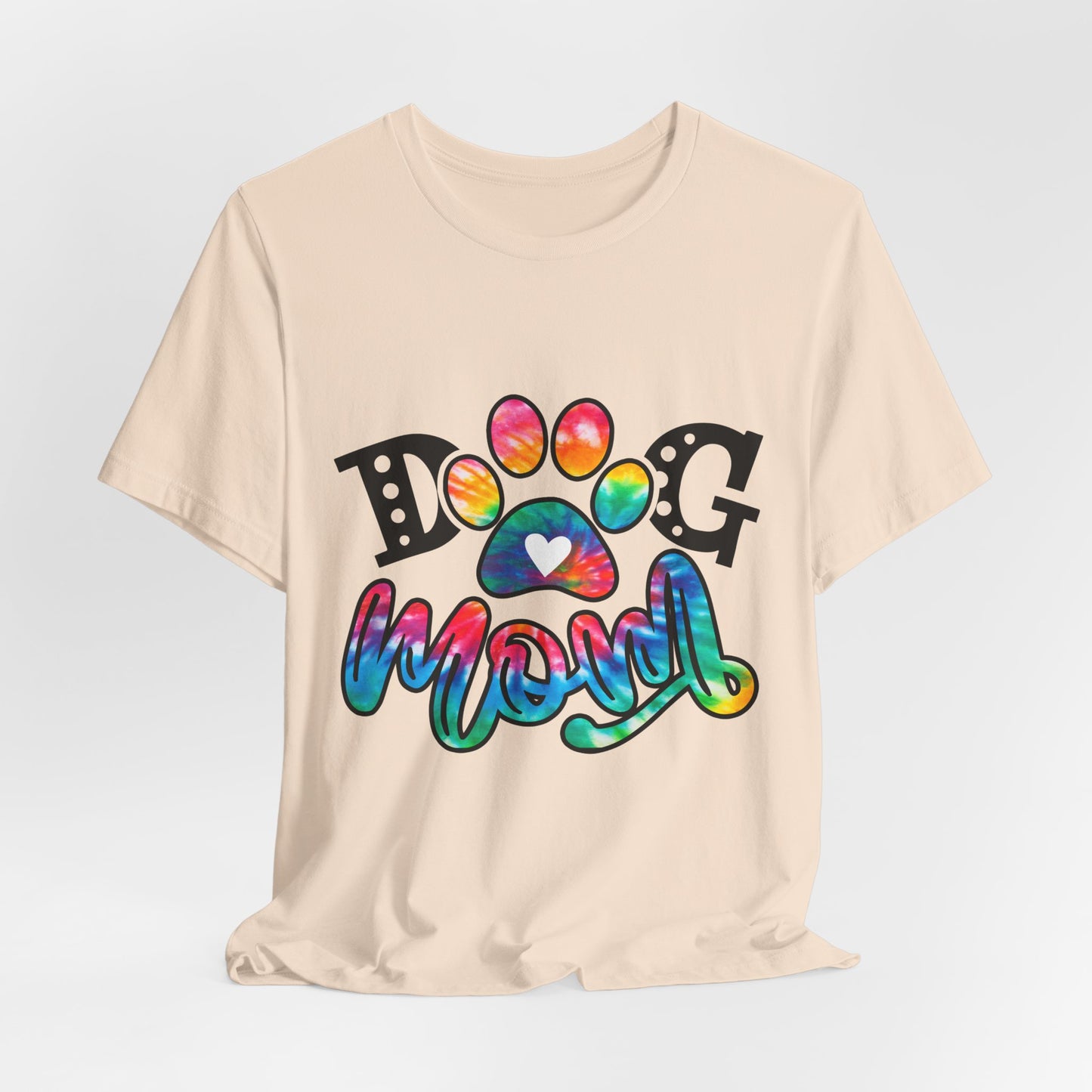 Dog Mom T-Shirt - Colorful Rainbow Paw Design