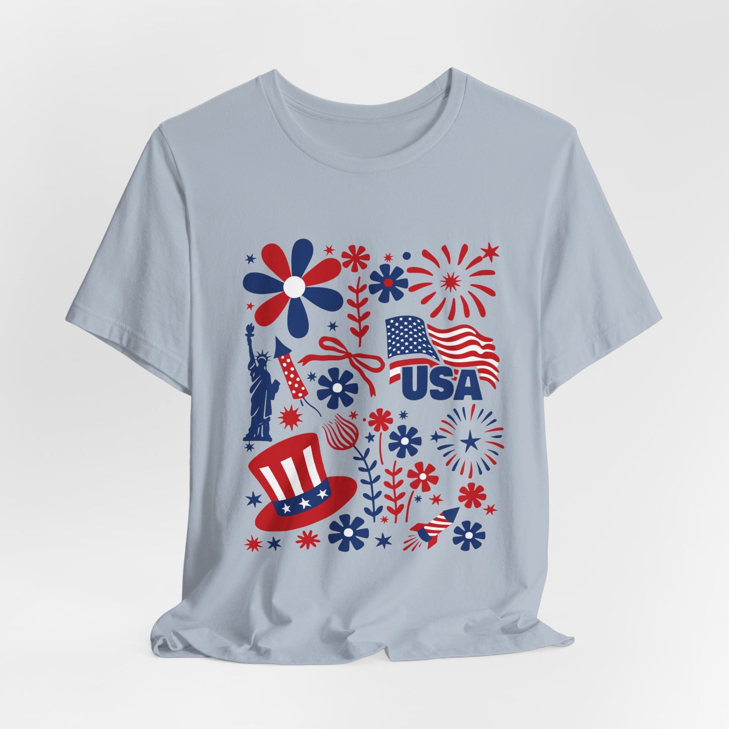 USA Patriotic T-Shirt – Fourth of July Fireworks & Liberty Graphic Tee