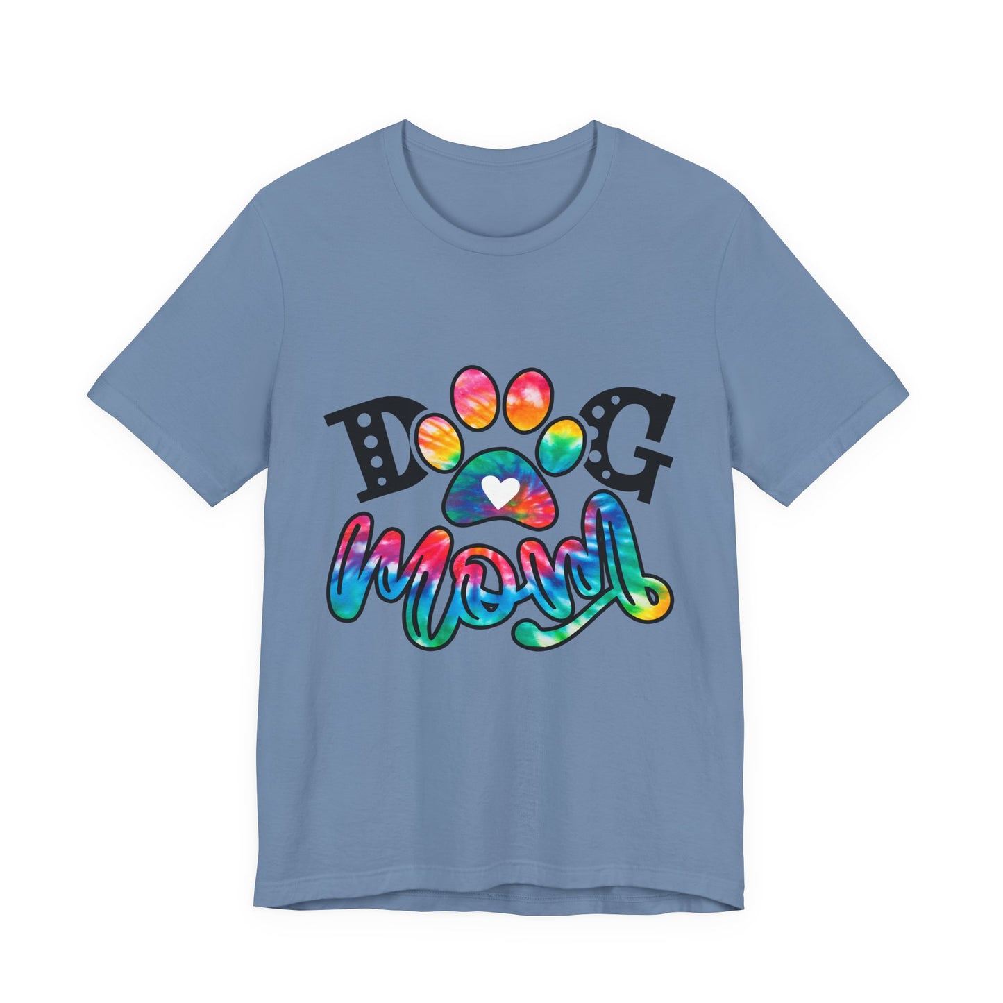 Dog Mom T-Shirt - Colorful Rainbow Paw Design