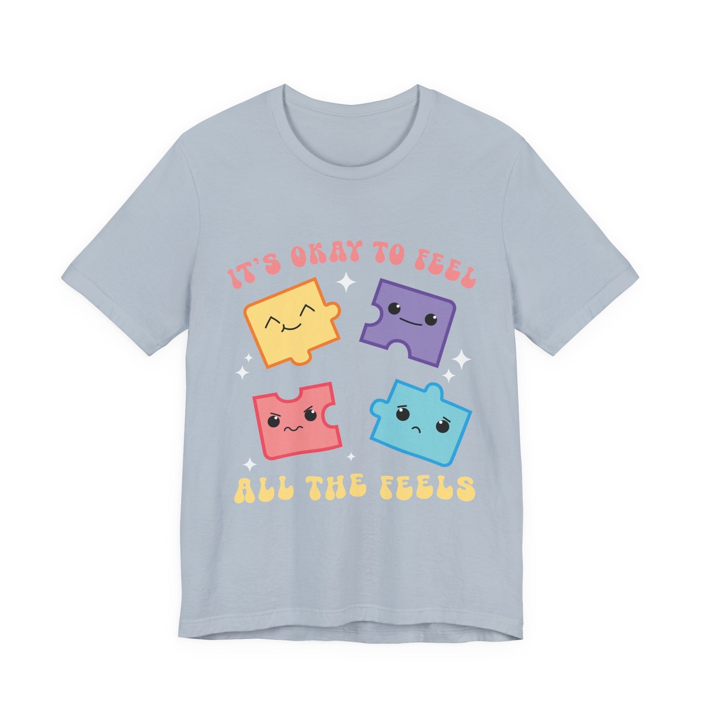“It’s Okay to Feel” Puzzle Pieces Tee — Mental Health Awareness Comfort Shirt