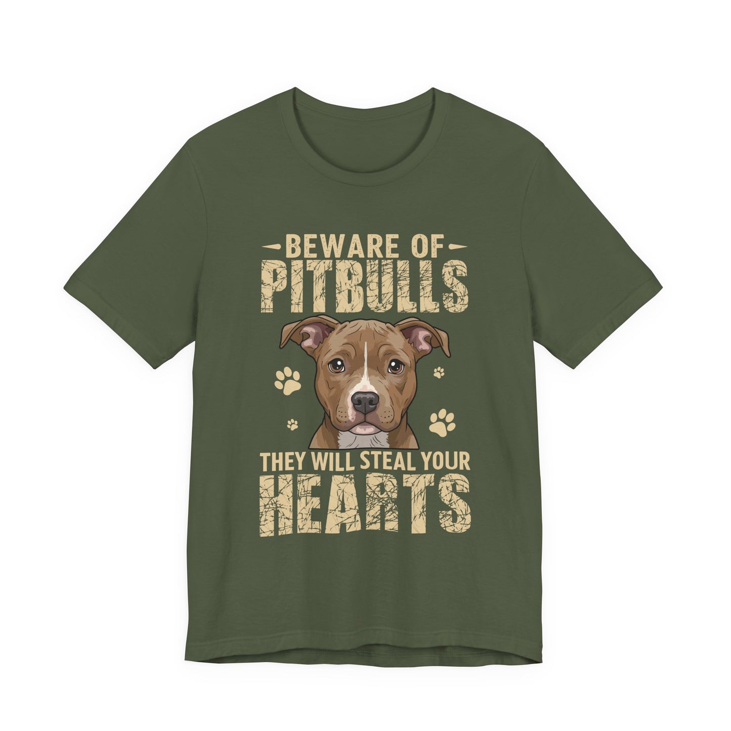 Pitbull Lover T-Shirt — "Beware of Pitbulls They Will Steal Your Hearts" Cute Dog Tee
