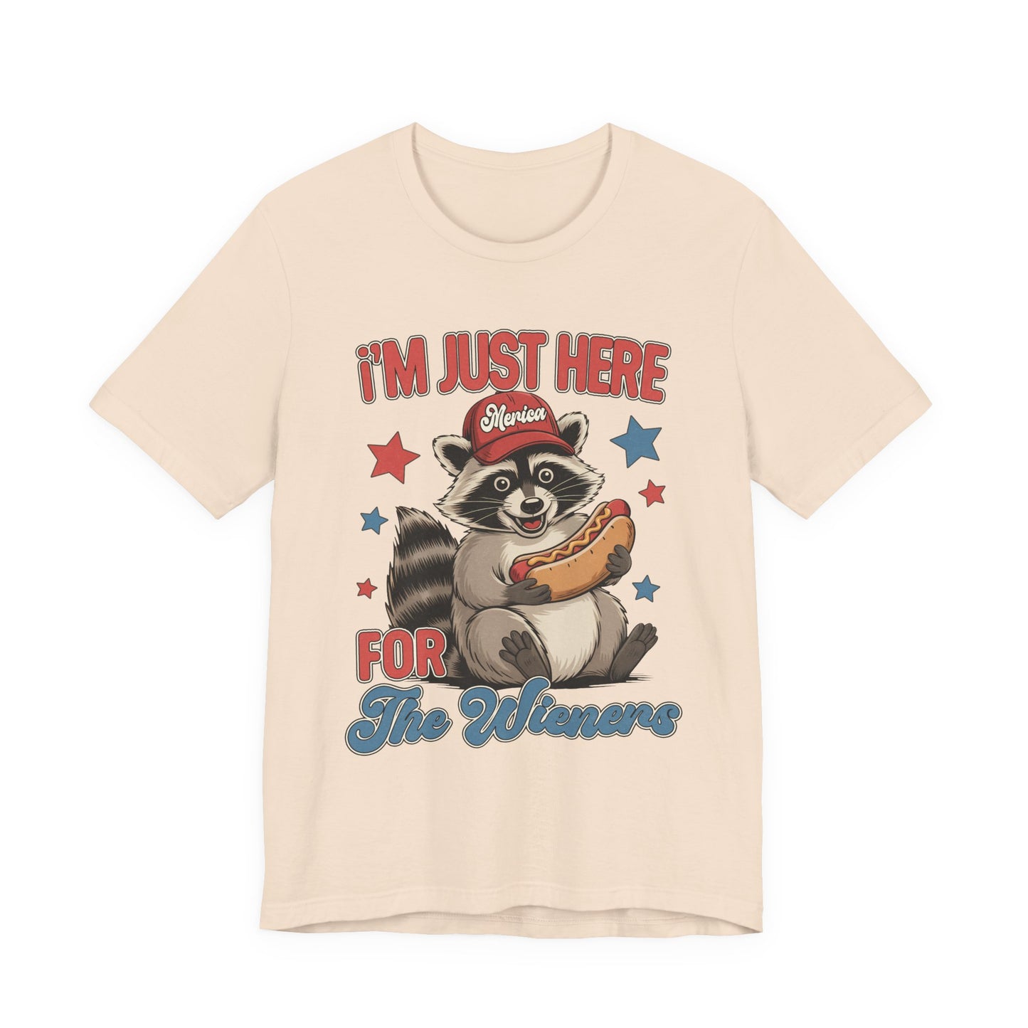 Patriotic Raccoon Hot Dog Tee — “I'm Just Here For The Winans” Graphic T-Shirt