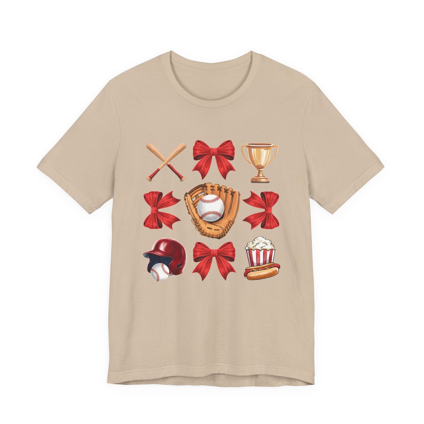 Baseball Icons Graphic Tee — Glove, Bat & Trophy Design