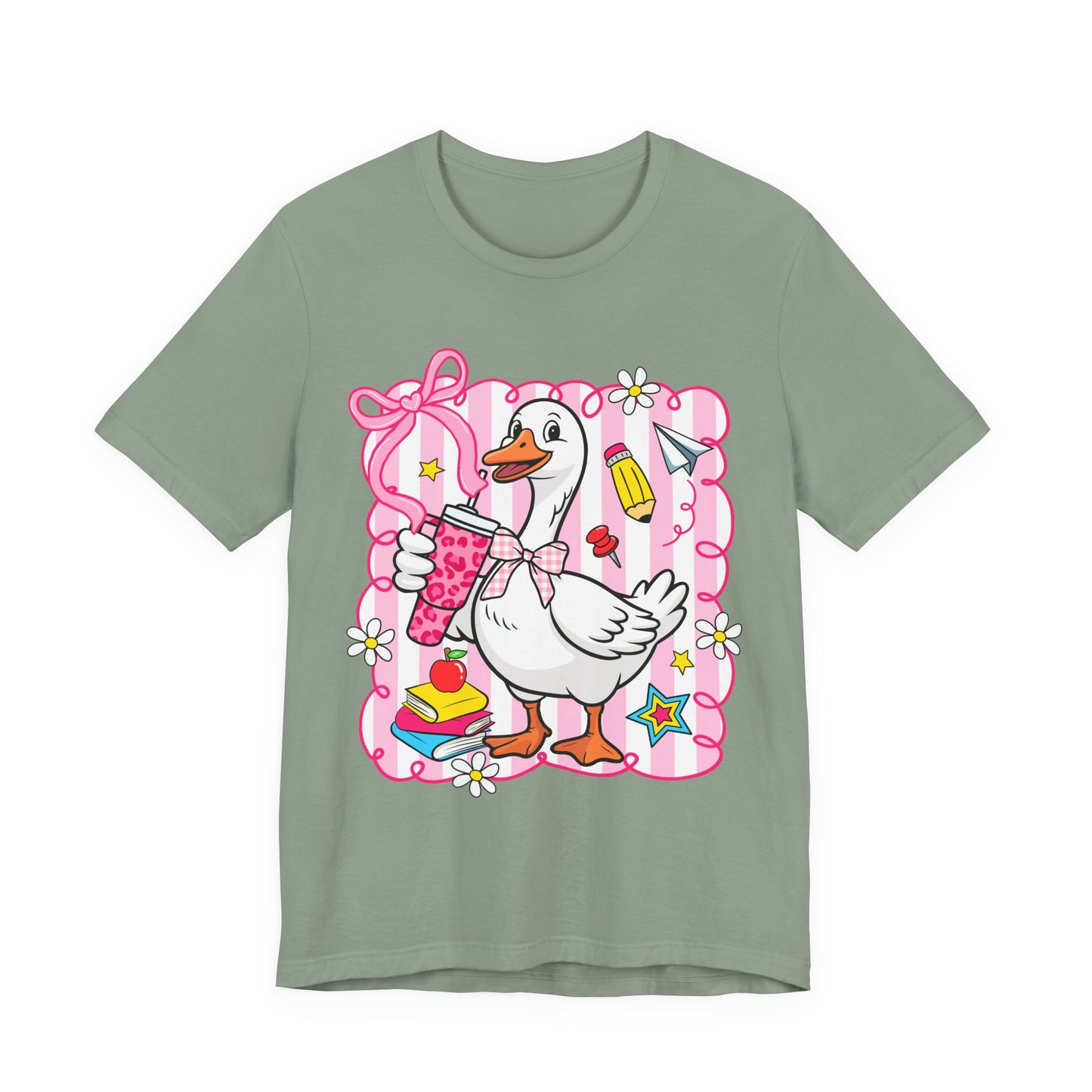 Cute Goose Graphic Tee — School Supplies Back-to-School T-Shirt