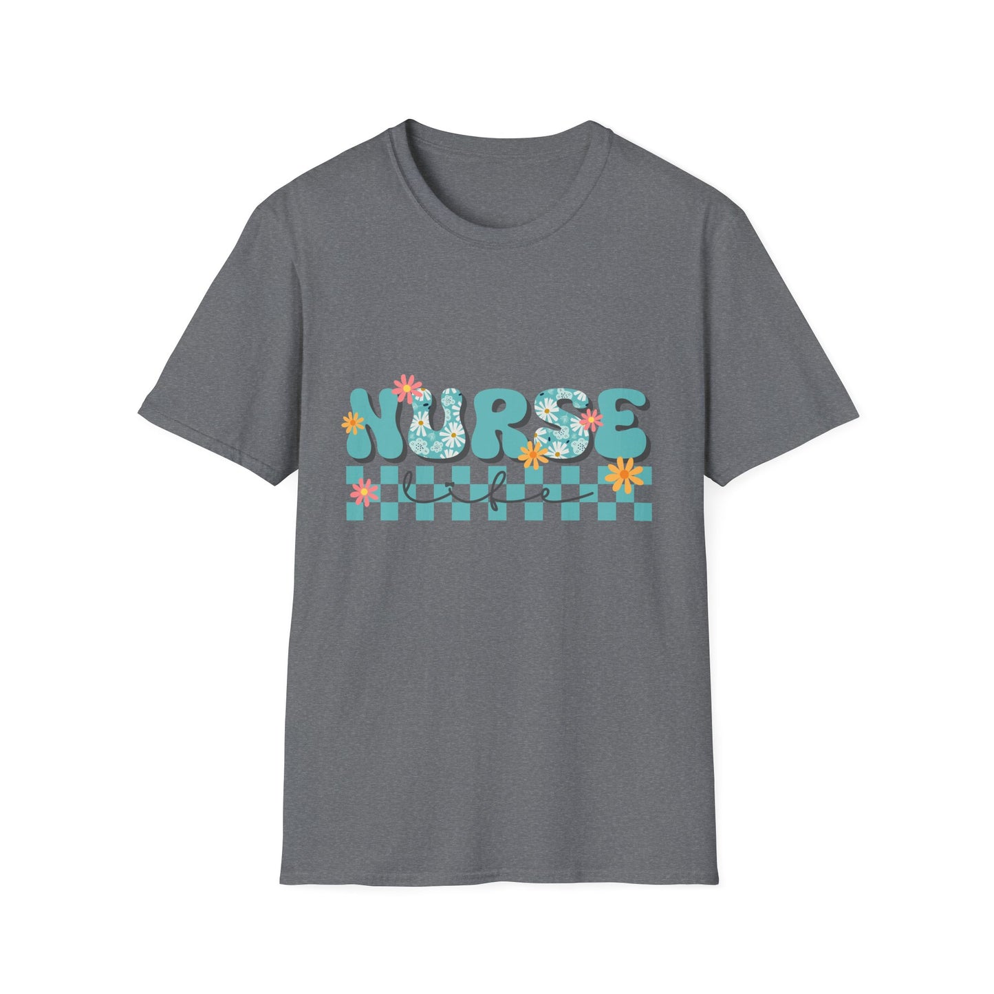 Nurse Floral Checkerboard T-Shirt