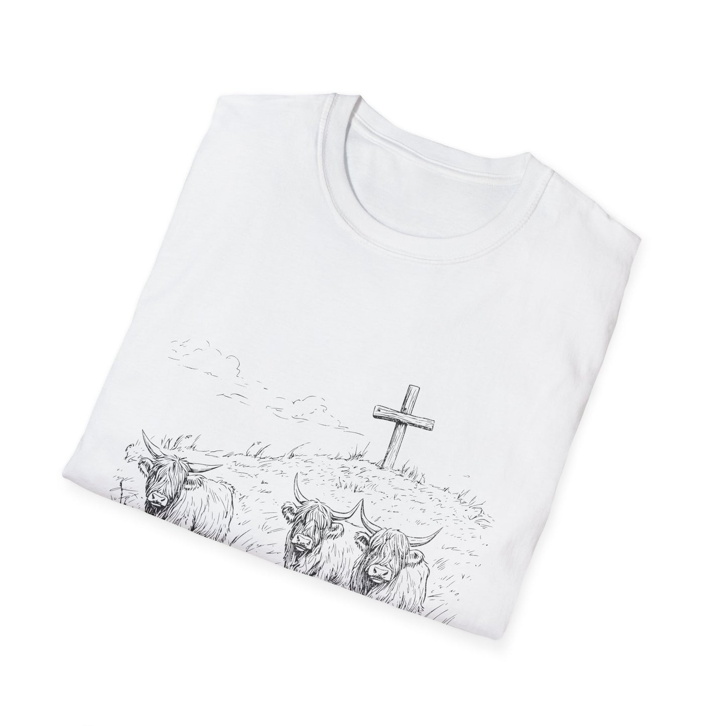 Christian Cross & Oxen T-Shirt — “Follow the Sword, Not the Herd” Faith Graphic Tee