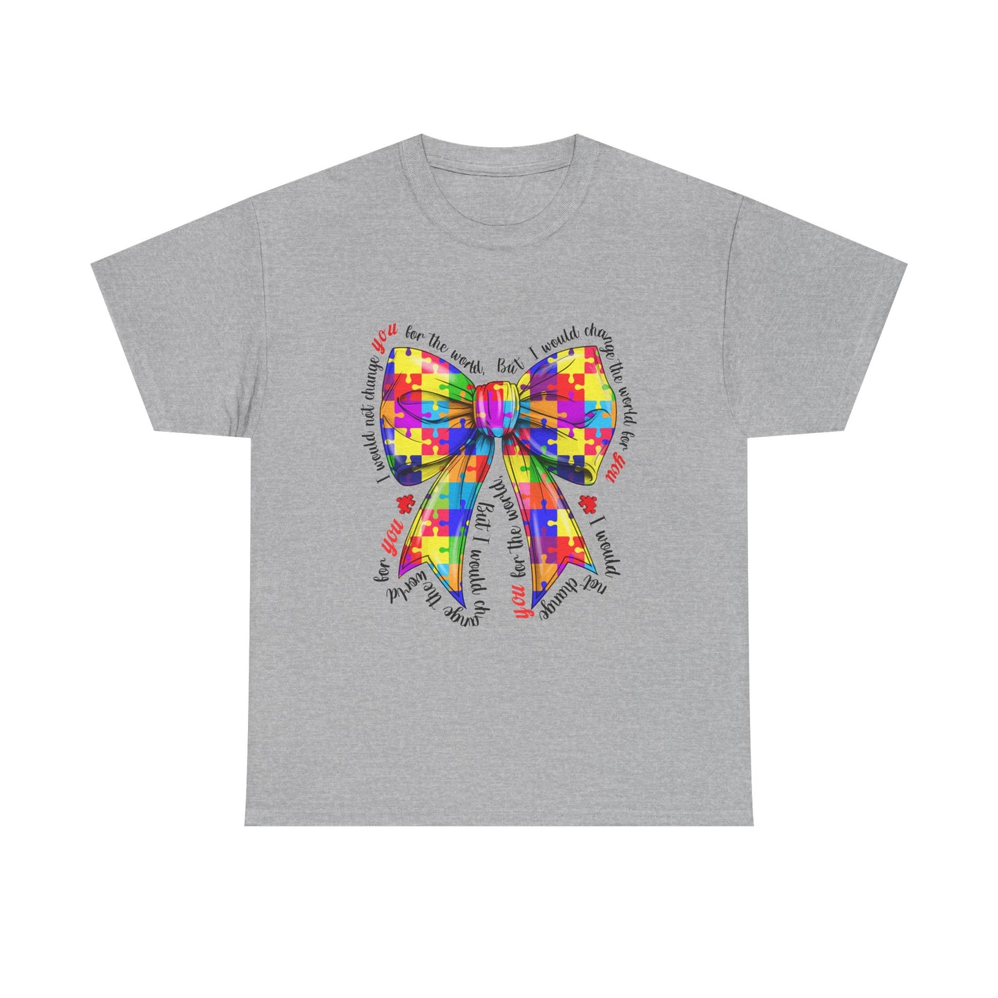 Autism Puzzle Ribbon Tee — Colorful Awareness Bow Shirt