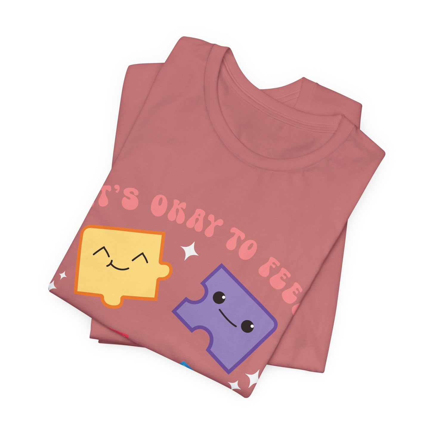 “It’s Okay to Feel” Puzzle Pieces Tee — Mental Health Awareness Comfort Shirt