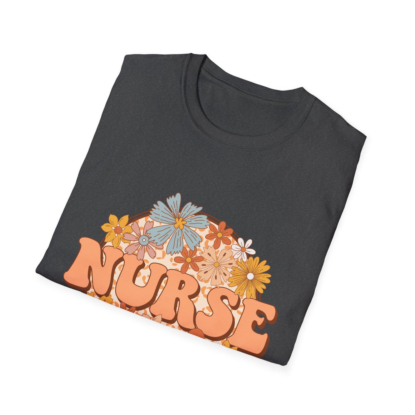 Nurse Floral Retro Tee — "NURSE" Vintage Flower Graphic T-Shirt