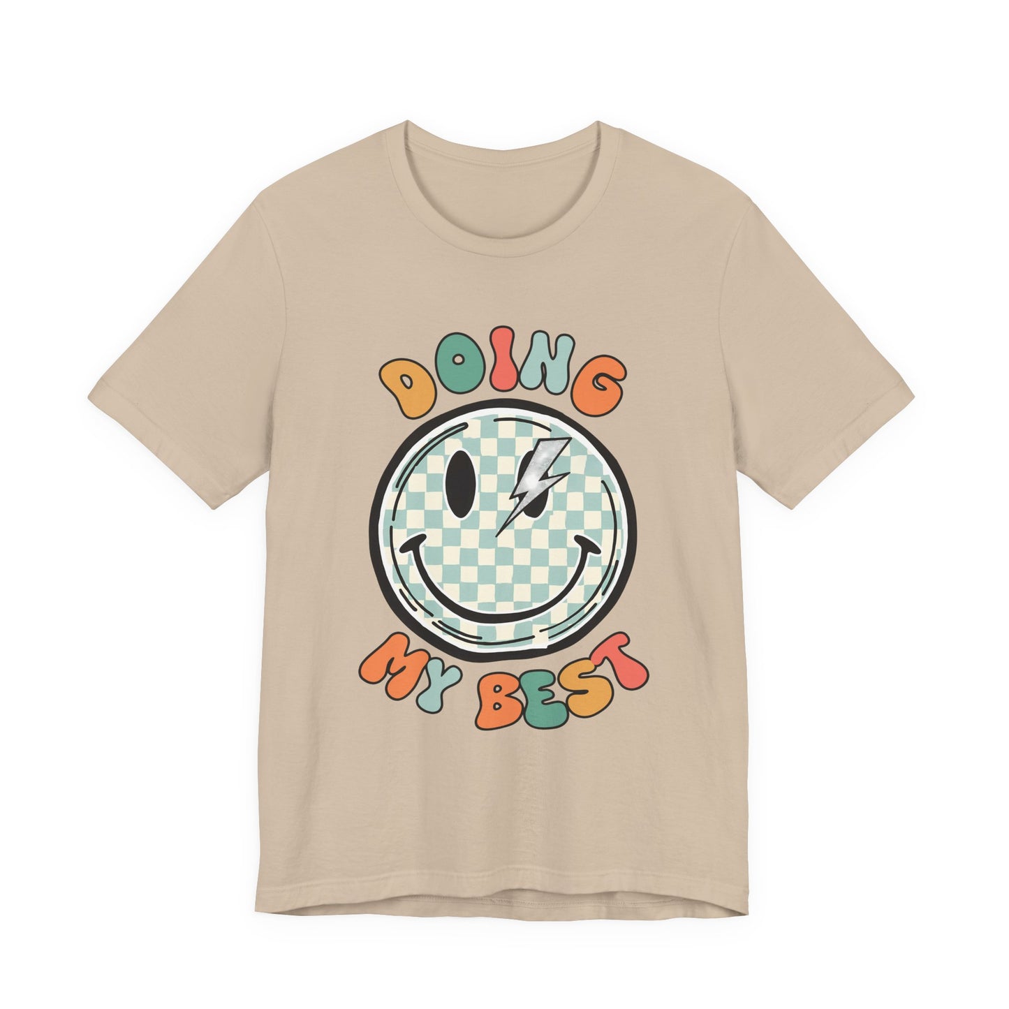 Doing My Best Smiley Tee — Retro Checkerboard Positive Message T‑Shirt