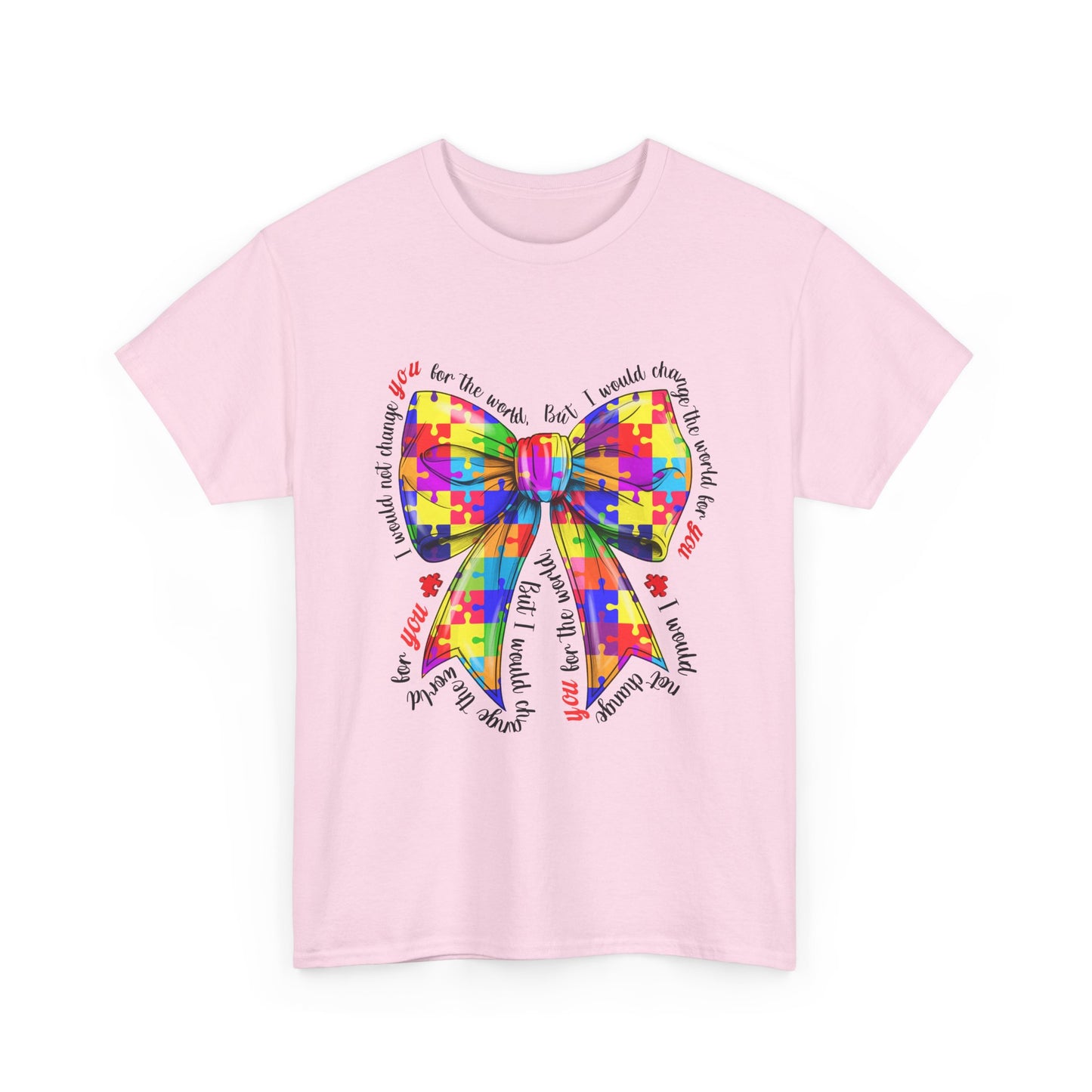 Autism Puzzle Ribbon Tee — Colorful Awareness Bow Shirt